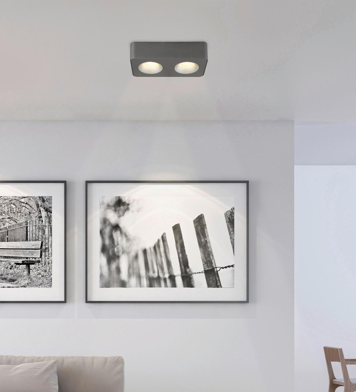 LED-STRAHLER 43100-2 - Klar/Dunkelgrau, Design, Kunststoff/Metall (22,4/11.7cm) - Globo