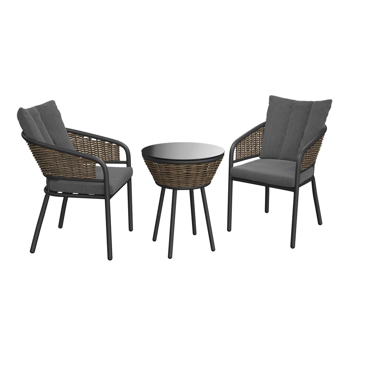 Balkonski Set Tess - antracit, Moderno, staklo/tekstil (174/75/61cm) - Mömax