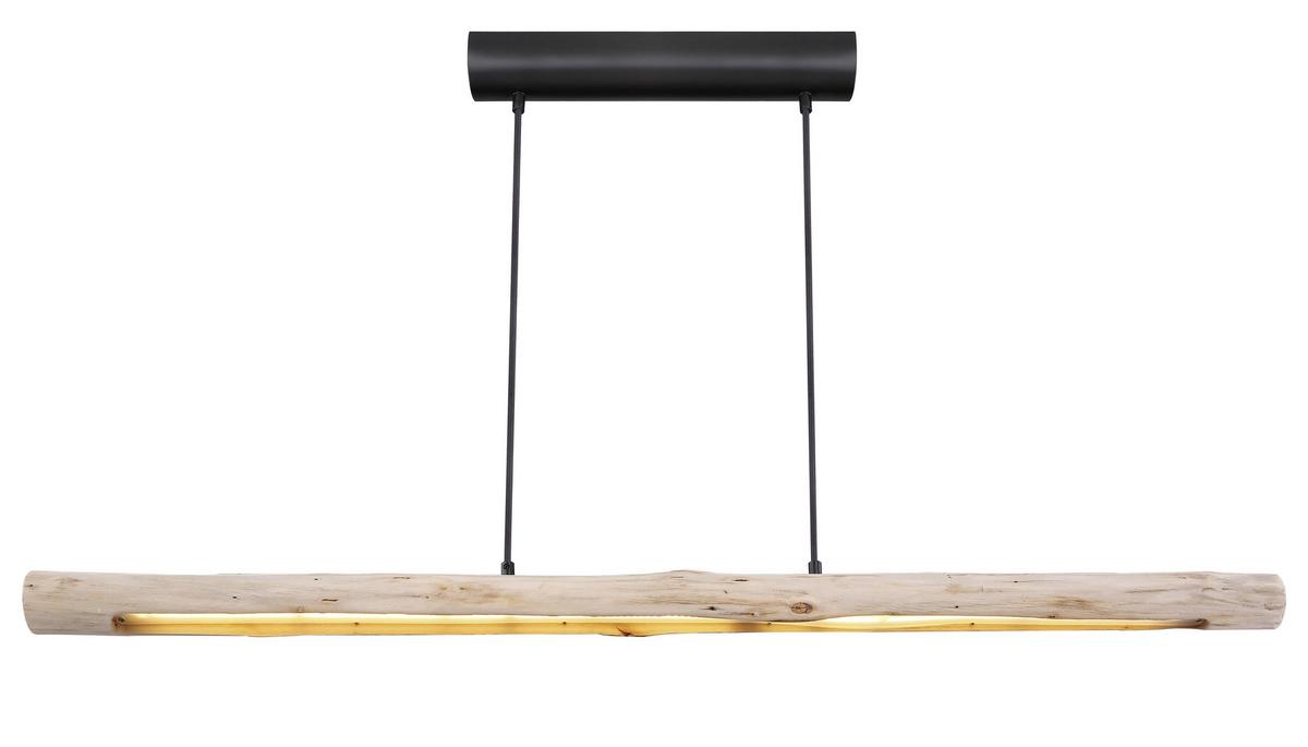 Hängeleuchte Mella in Naturfarben max. 20 Watt - Schwarz/Naturfarben, Basics, Holz/Metall (120/7/150cm) - Globo