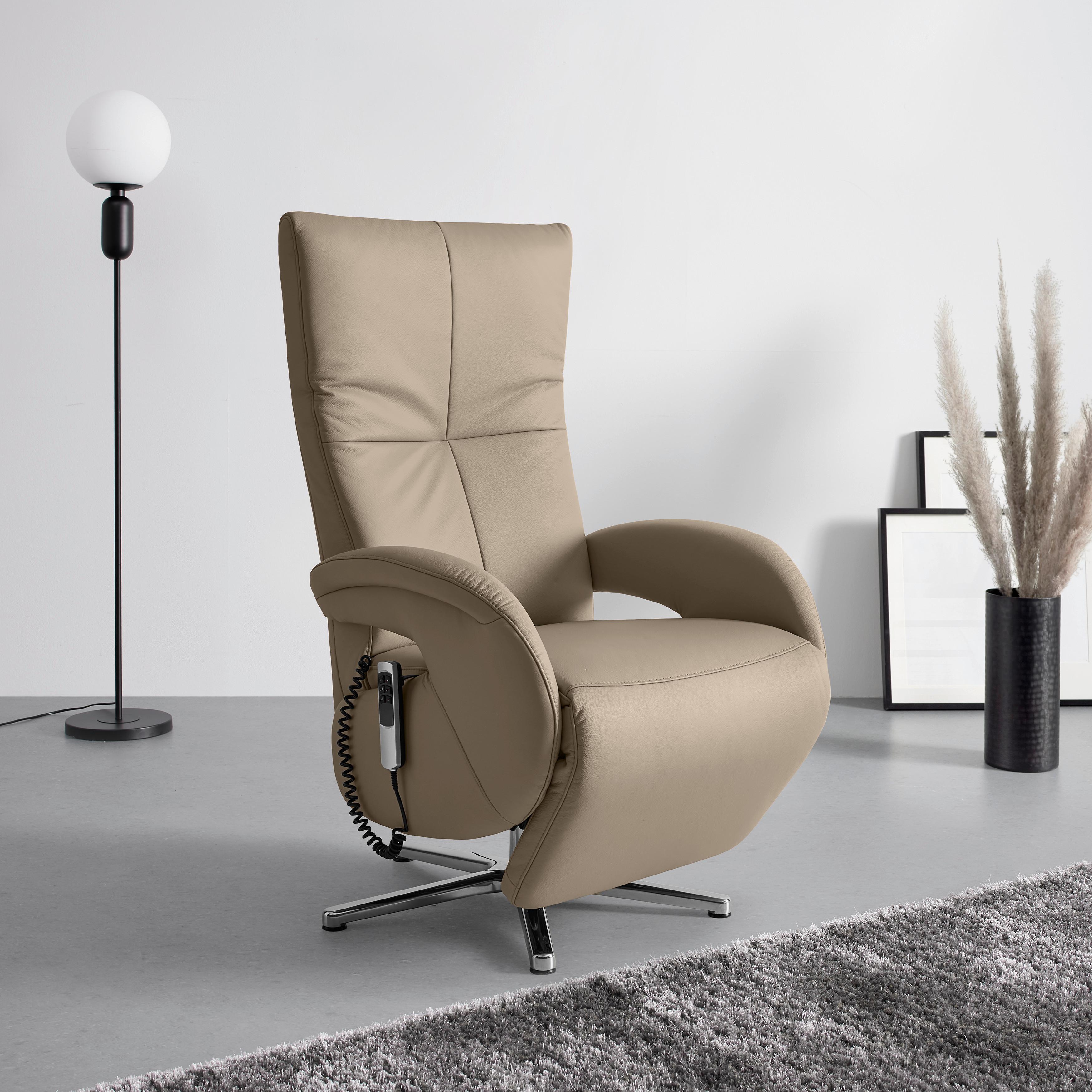 Relaxsessel Sitting 2 Edelstahlfarben - Chromfarben/Edelstahlfarben, MODERN, Leder (70/111/80cm) - Premium Living