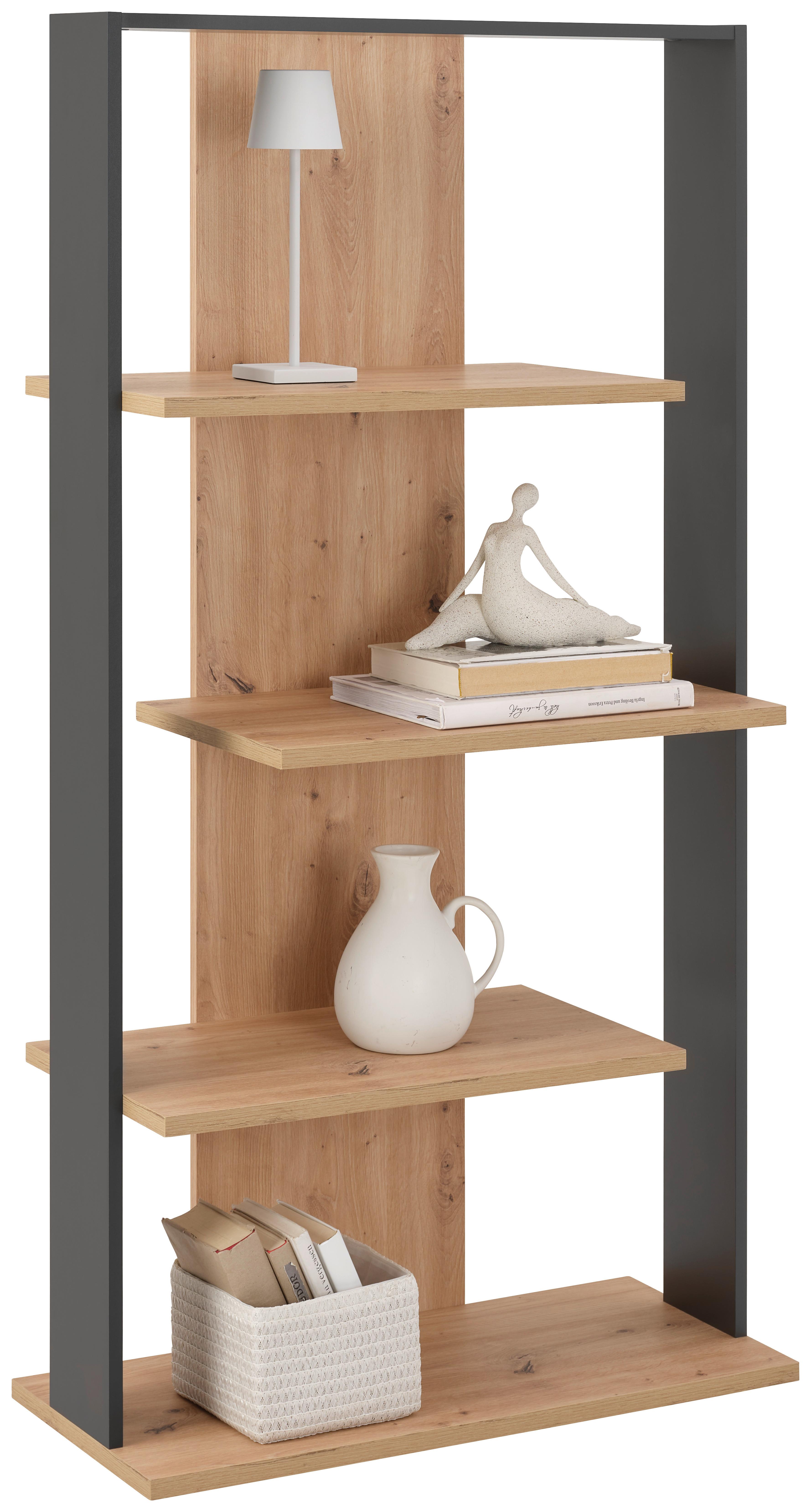 Polica Erik - hrast Artisan/crna, Moderno, drvni materijal/plastika (80/157,4/35cm) - Modern Living