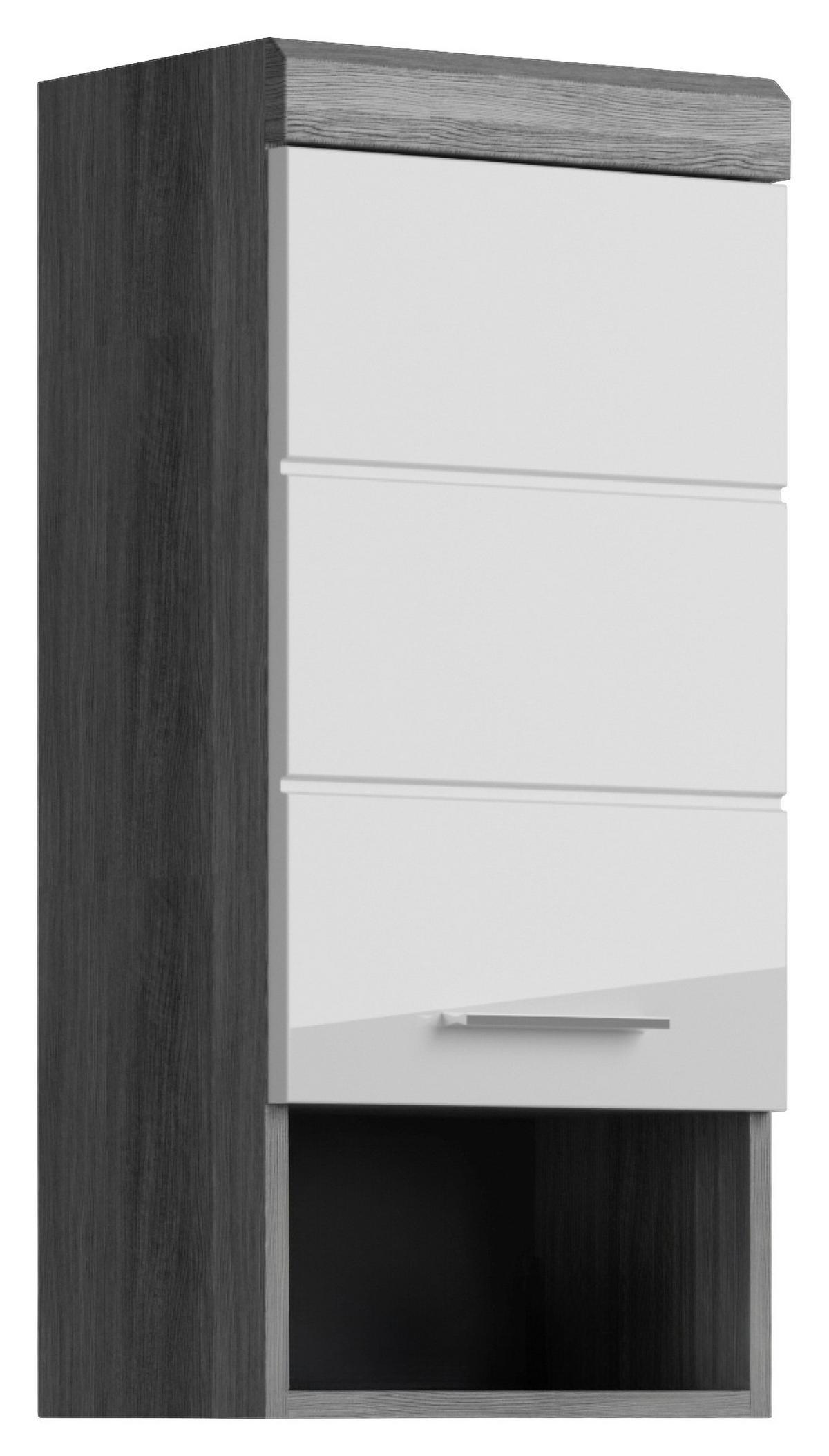 Hängeschrank Scout ca. 37x79 cm Anthrazit/Weiß - Chromfarben/Weiß Hochglanz, MODERN, Holzwerkstoff/Kunststoff (37/79/24cm) - MID.YOU