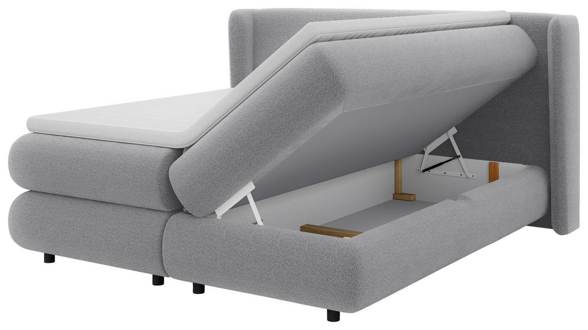 Boxspring Krevet Elodie - srebrne boje/crna, Konvencionalno, tekstil/plastika (180/200cm) - Premium Living