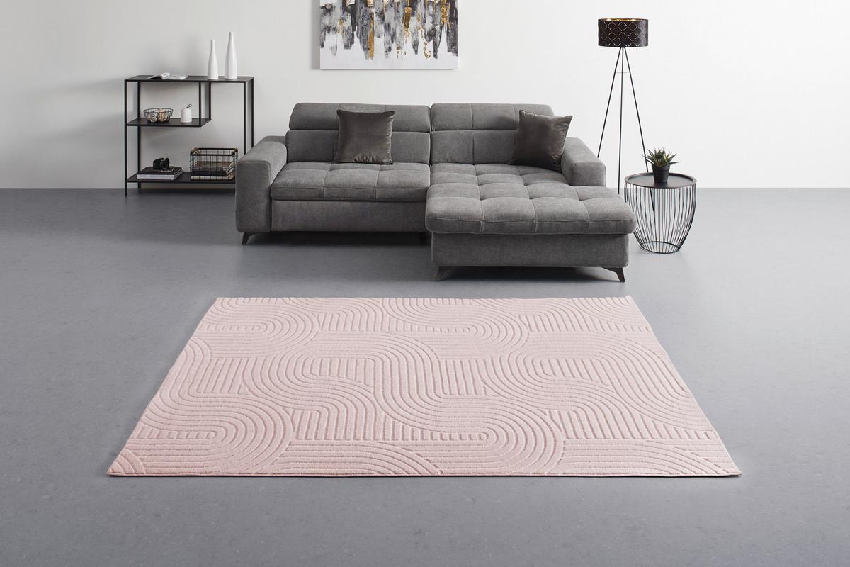 Covor țesut Zen Wave, cca. 160x220cm - roz, Konventionell, textil (160/220cm) - Mömax
