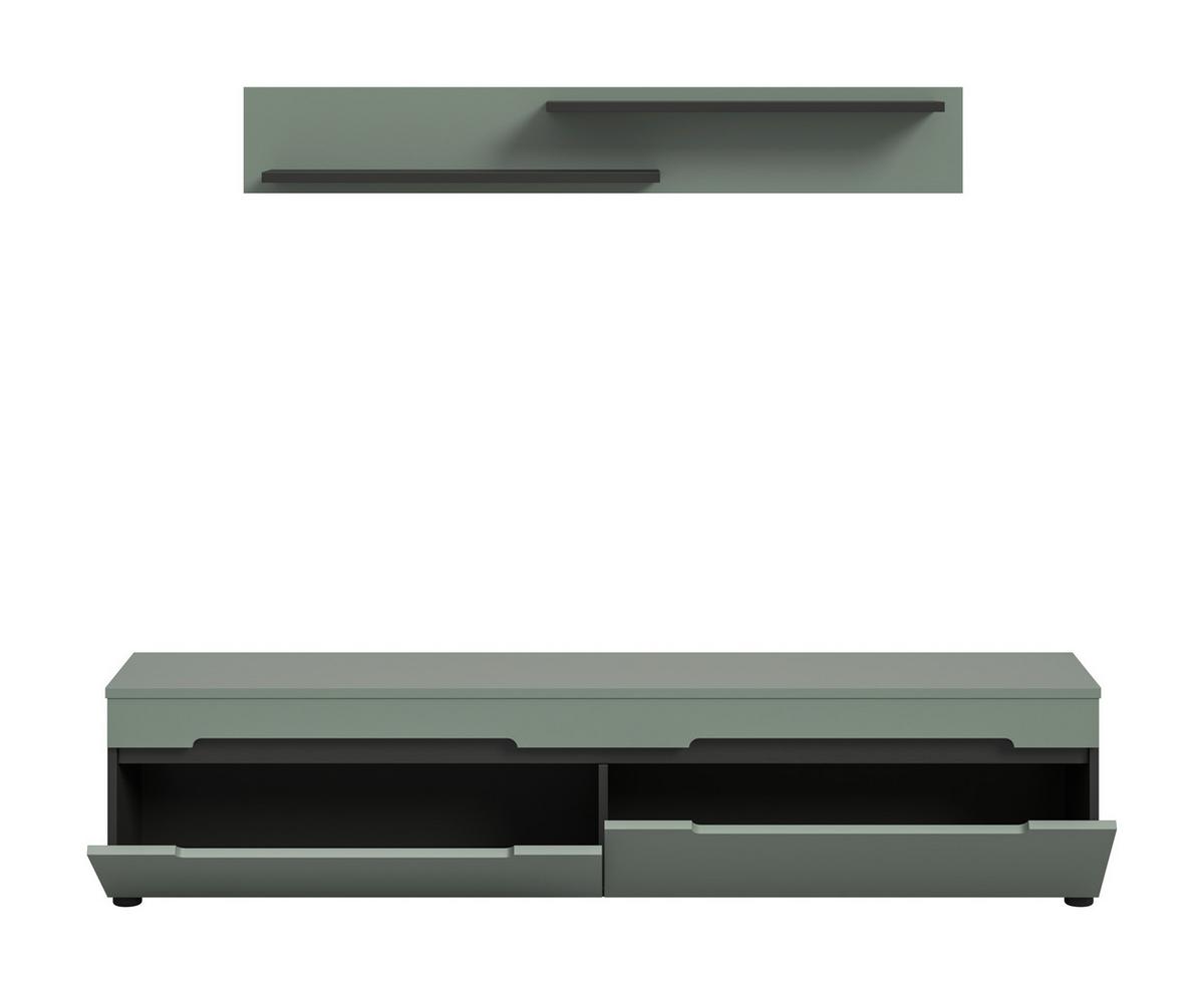 Dnevni Regal Canu, Sivozelena, 2-Delni - črna, Design, umetna masa/leseni material (170/38/33cm) - Livetastic