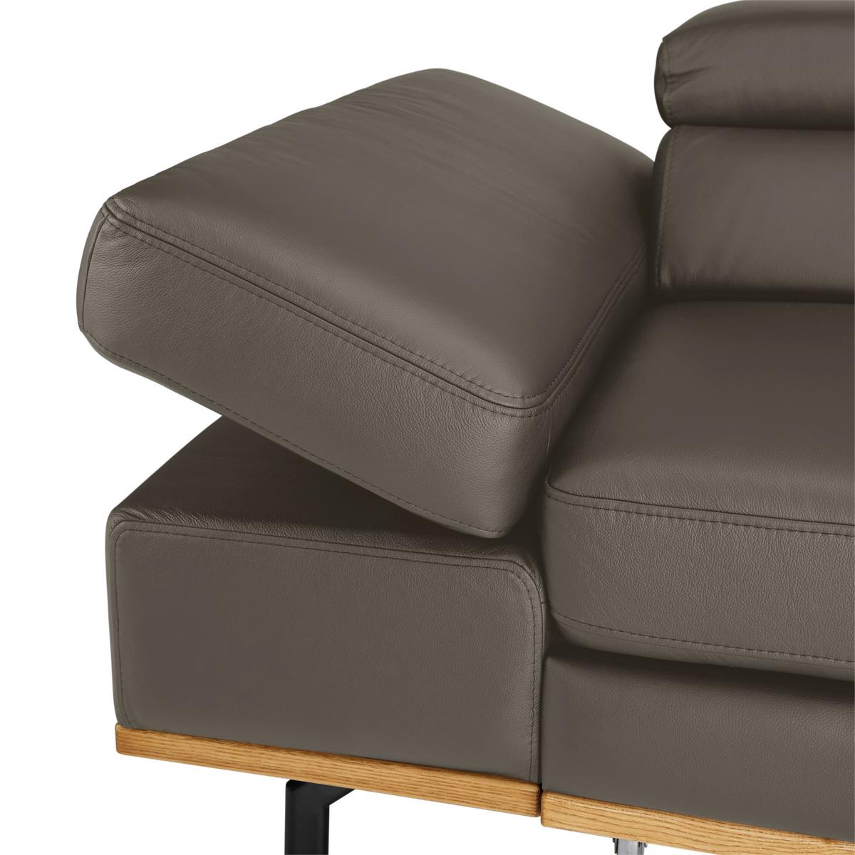 Wohnlandschaft Carmen rechts Dunkelgrau - Dunkelgrau/Schwarz, MODERN, Leder/Holz (292/72/226cm) - Premium Living