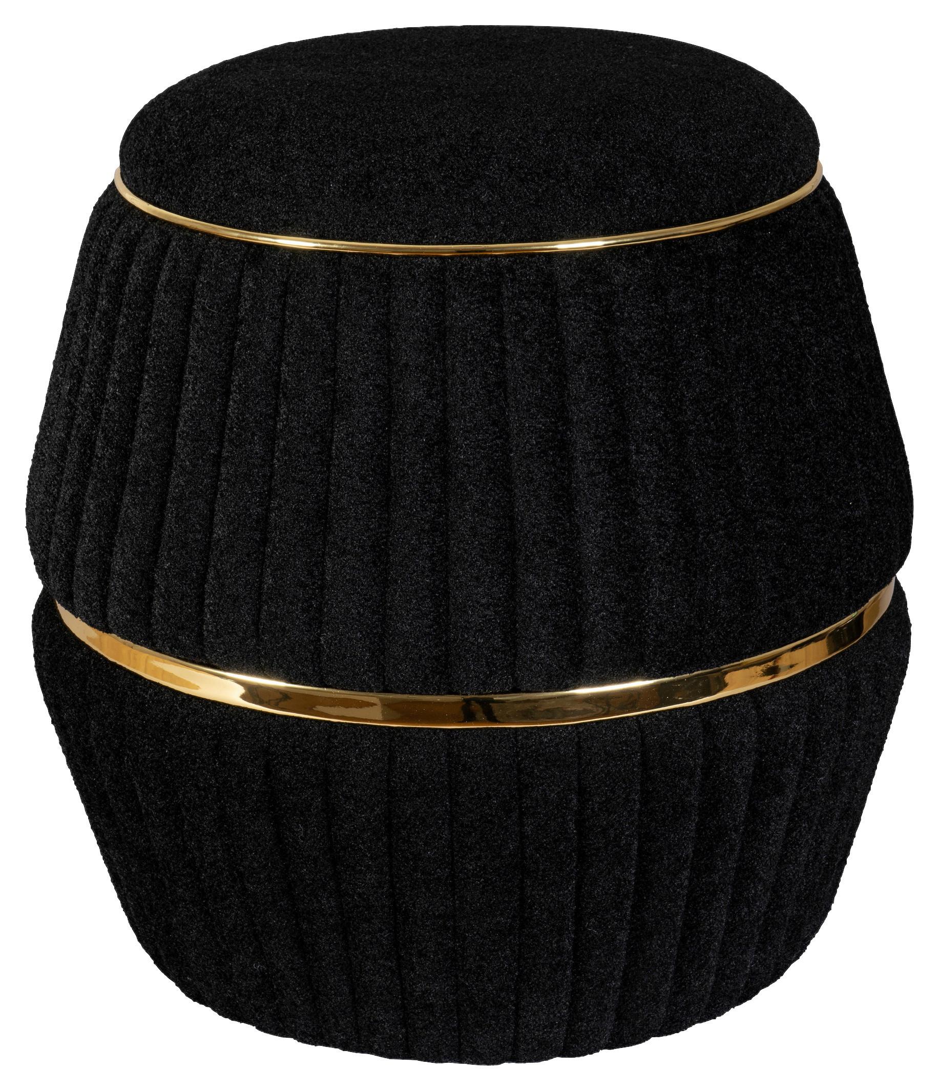 HOCKER DORIC 235 - Goldfarben/Schwarz, Design, Textil (51,5/53cm) - Kayoom