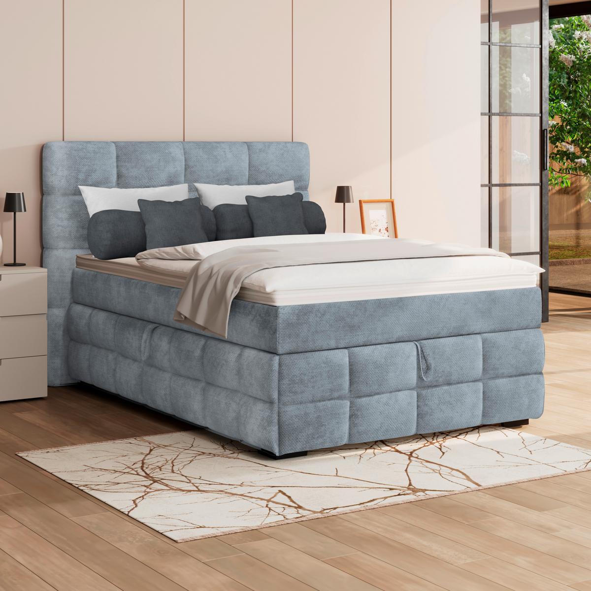 PAT BOX VEGA - albastru deschis/verde, Trend, lemn/textil (140/200cm) - Modern Living