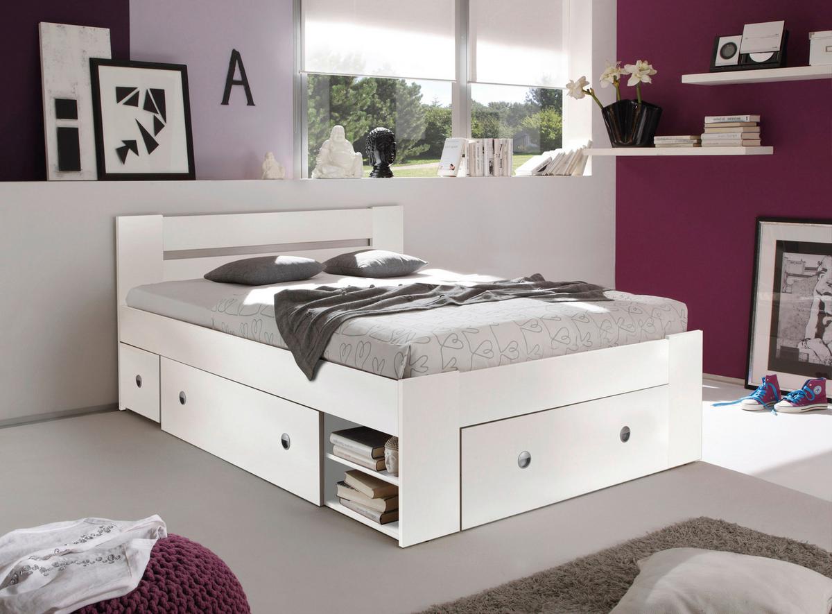Posteljna Garnitura Stefan, S Predali, 140x200 - bela, Moderno, leseni material (140/200cm) - Boxxx
