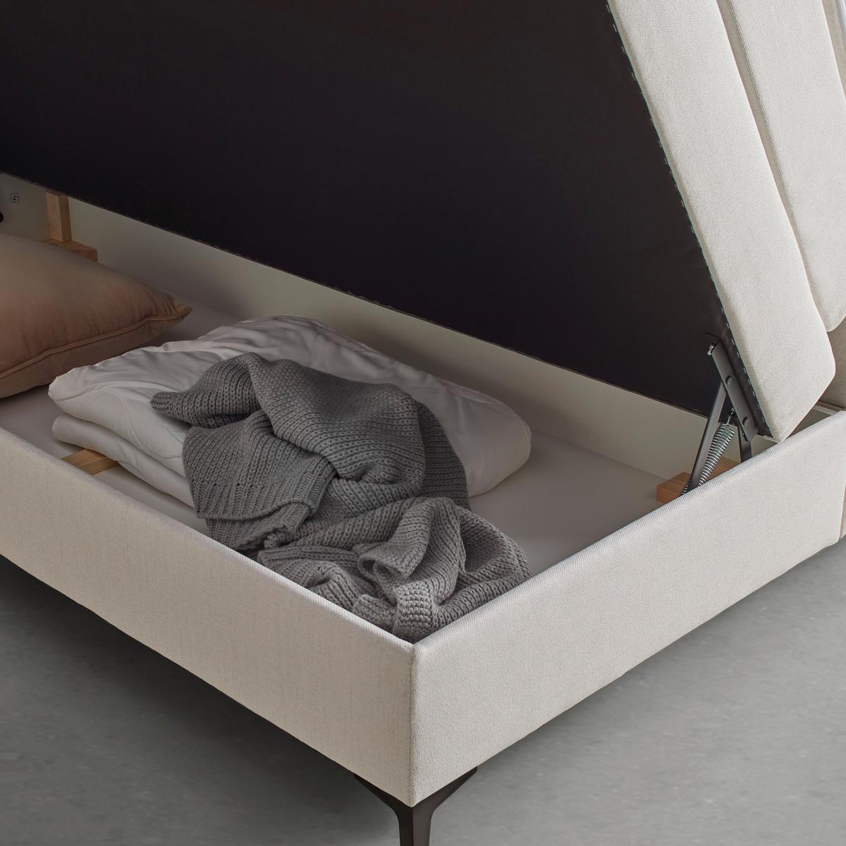 Boxspringbett Bari Creme ca. 200x200cm - Creme/Schwarz, KONVENTIONELL, Textil/Metall (200/200cm) - Mömax