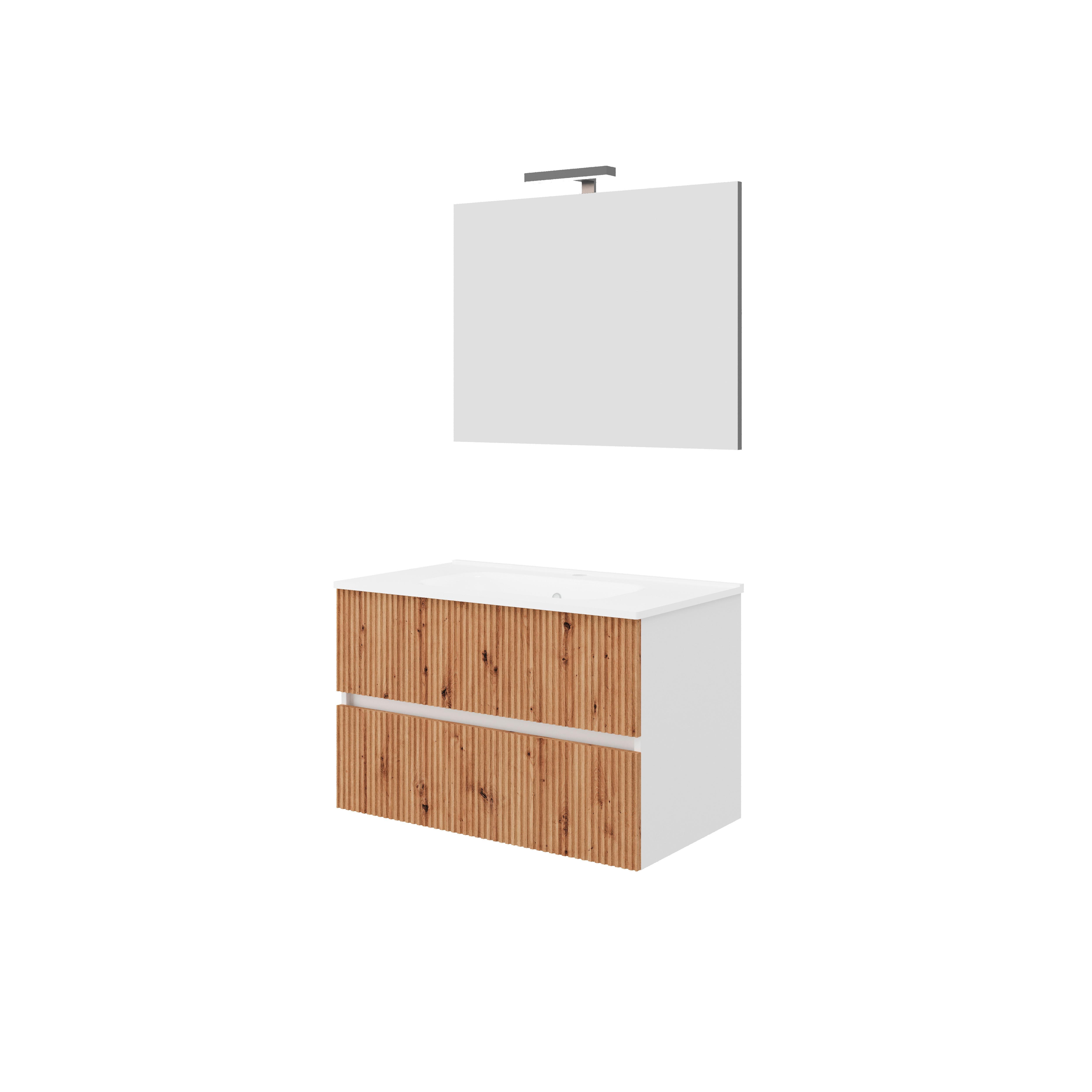 Mobilier de baie Santorini - alb, Modern, ceramică (81/113/46,5cm)