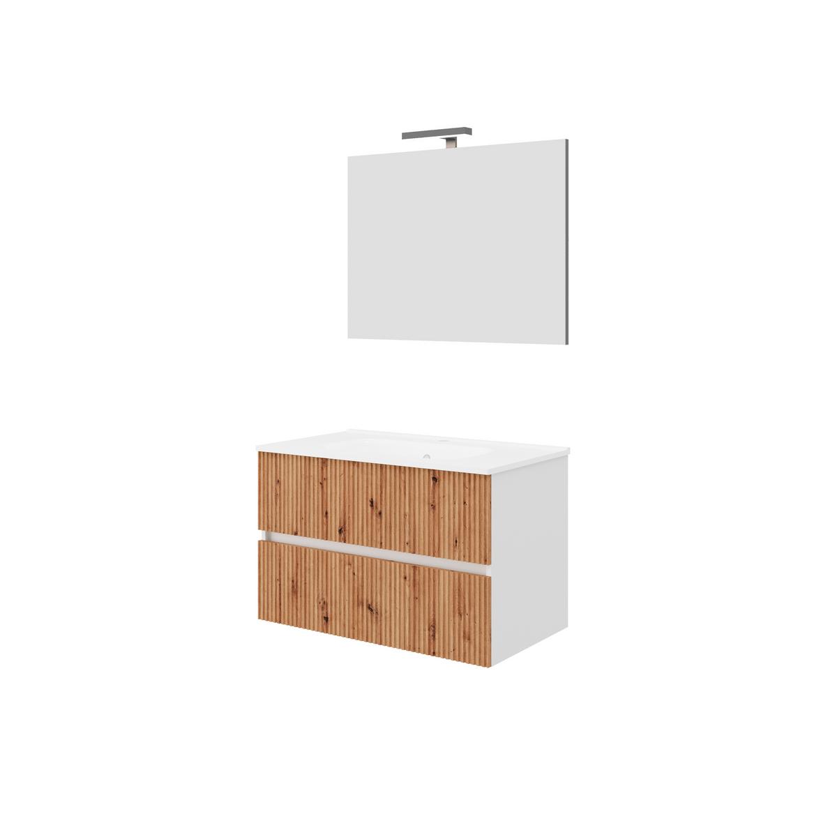 Mobilier de baie Santorini - alb, Modern, ceramică (81/113/46,5cm)