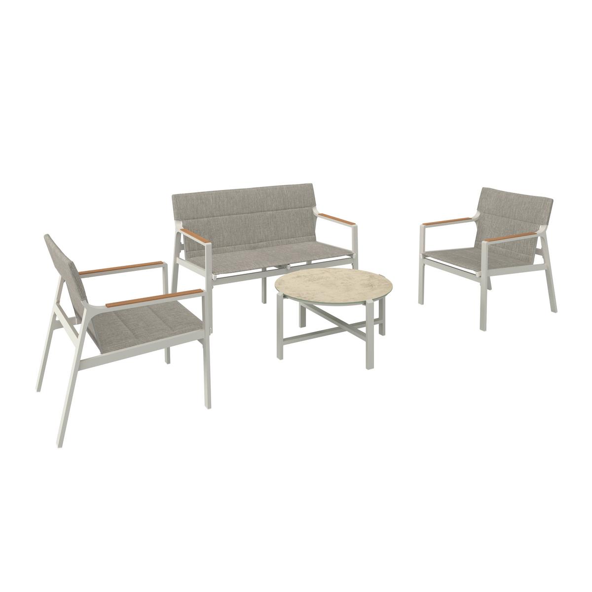 Vrtni Set Linz, Svetlo Siva, 4-Delno - barva oreha/svetlo siva, Moderno, kovina/steklo (121/77/68cm) - Mömax
