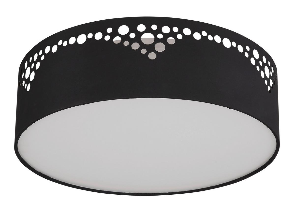 Deckenleuchte Ingeborg in Schwarz max. 15 Watt - Goldfarben/Opal, Design, Kunststoff/Textil (35/10cm) - Globo