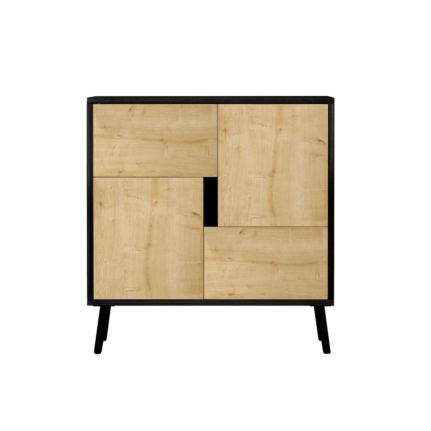 Kommode Darian Schrank - Eichefarben/Schwarz, Design, Holz/Metall (35/79/76,5cm) - Livetastic