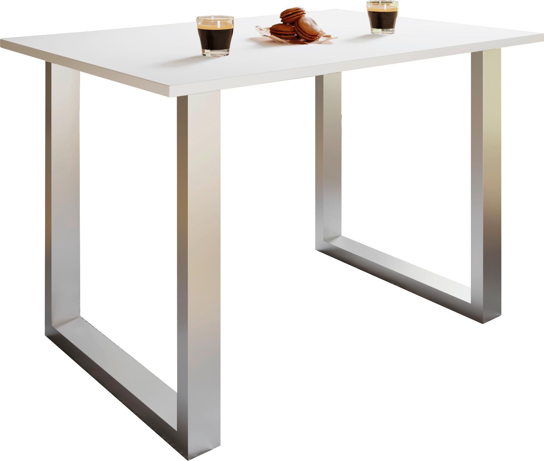 Schreibtisch Lona - Weiss/Silberfarben, Design, Holzwerkstoff/Metall (110/50/76cm) - MID.YOU