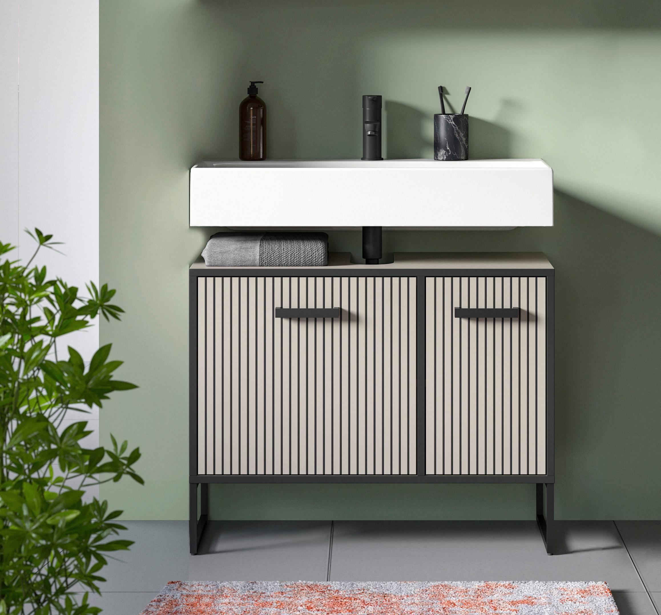 Waschbeckenunterschrank BANGO ca. 80x63x36cm Kaschmir - Kaschmir/Schwarz, MODERN, Holzwerkstoff/Metall (80/63/36cm) - MID.YOU