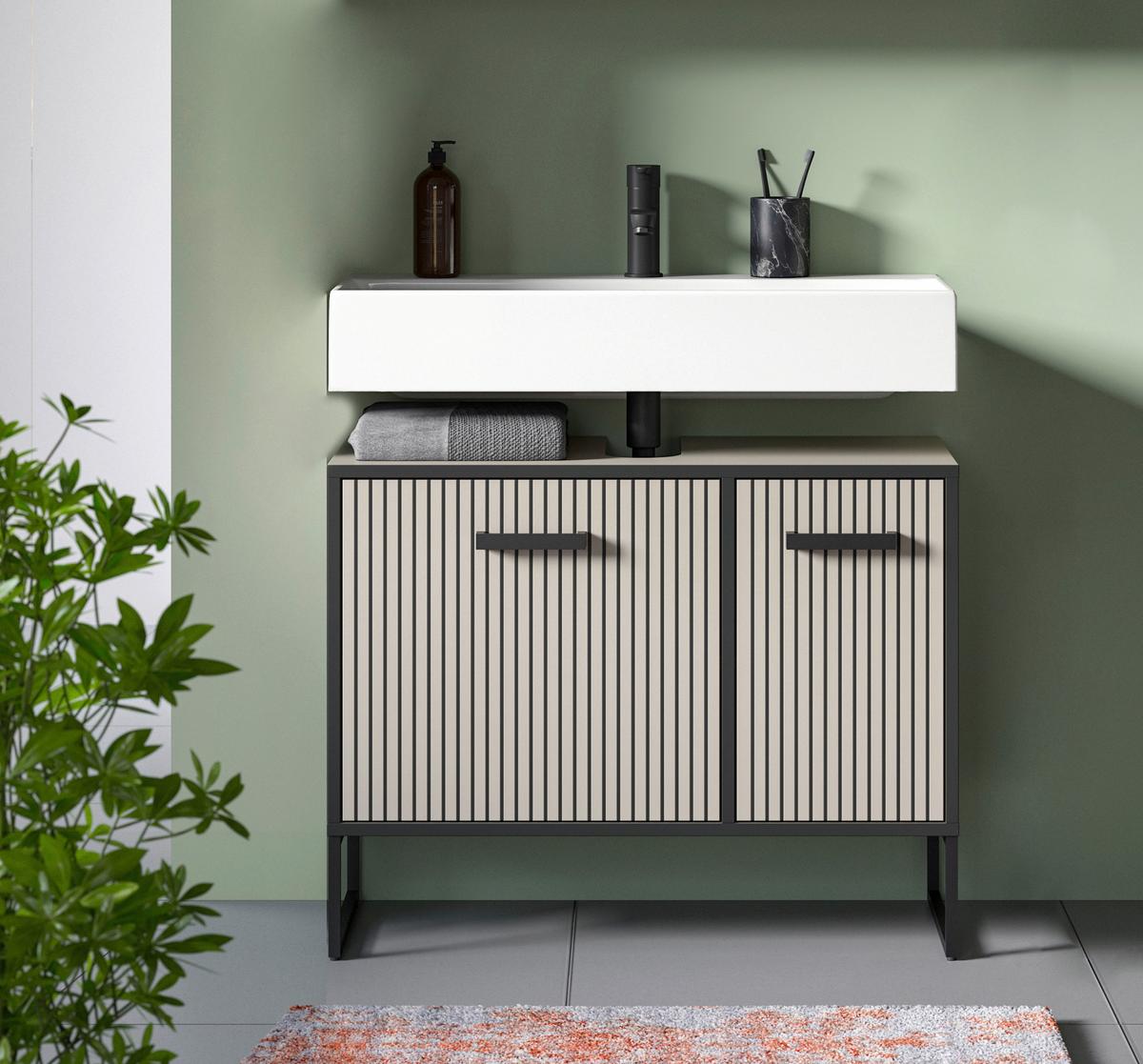 Element Ispod Umivaonika Bagno - kašmir/crna, Moderno, drvni materijal/metal (80/63/36cm) - MID.YOU