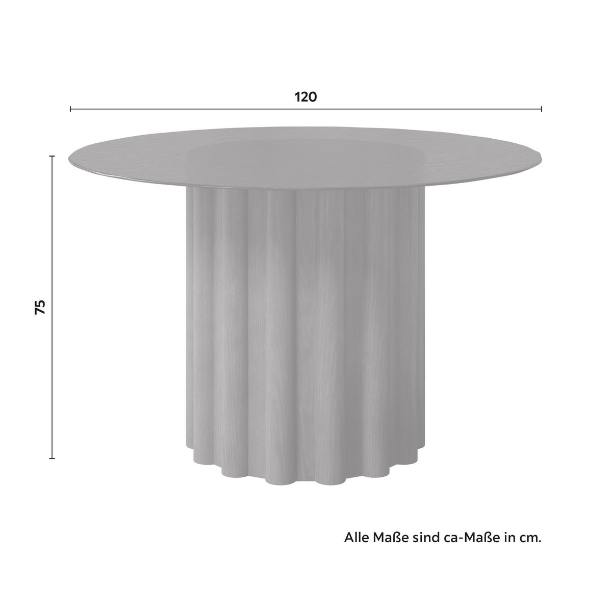 Étkezőasztal Kerek Zelia - barna/diószínű, Modern, faalapú anyag/Üveg (120/75cm) - Bessagi Home