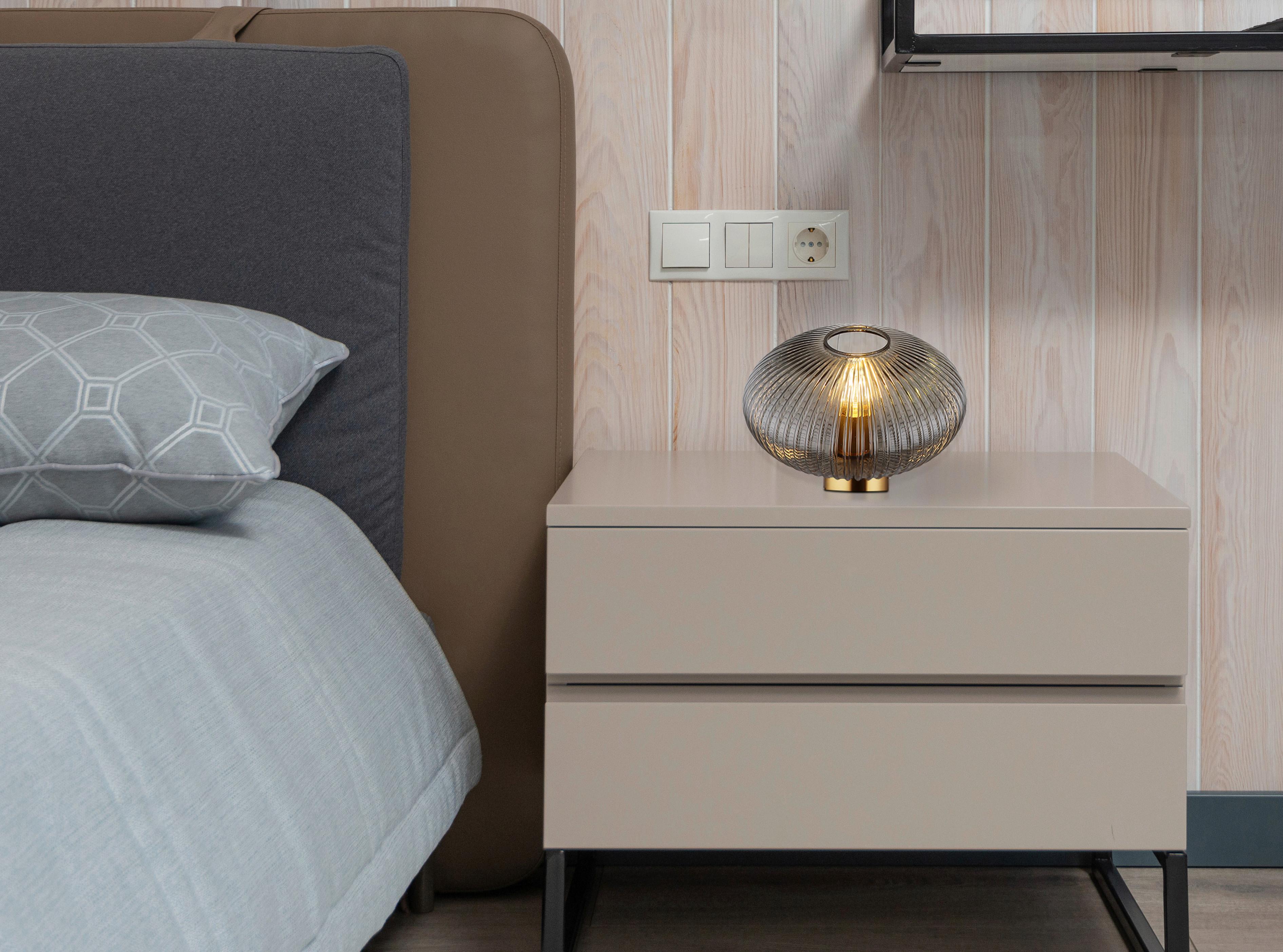 Tischleuchte Normy in Grau max. 60 Watt - Grau, Design, Glas/Kunststoff (30/20cm) - Globo