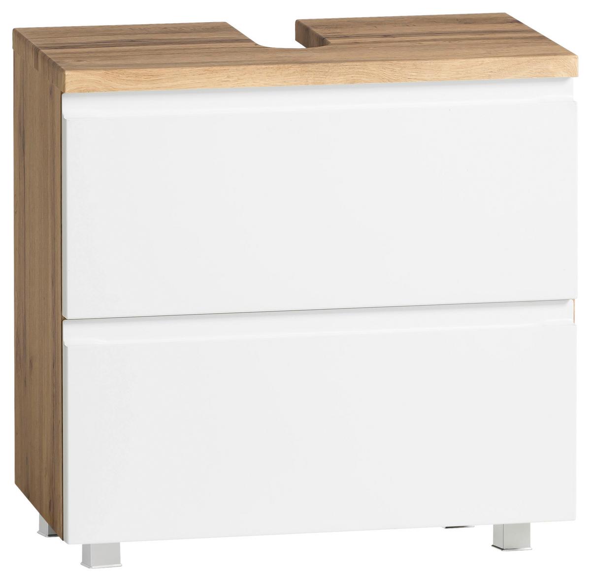 Waschbeckenunterschrank Varese ca. 60x59 cm Weiß/Eiche - Eiche Wotan/Weiß, MODERN, Holzwerkstoff (60/59/35cm) - Held