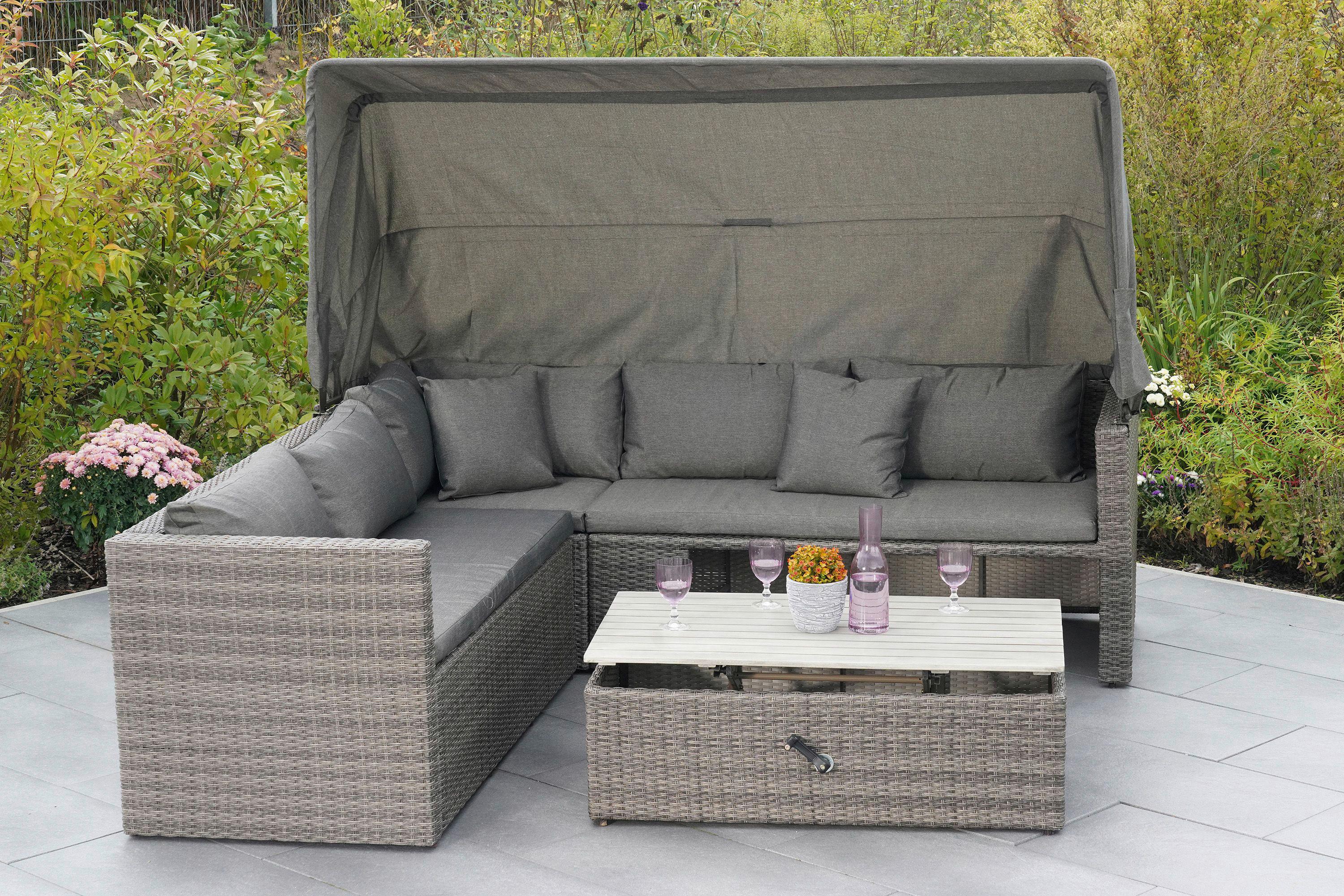 Lounge Garnitura San Marco, Blazine - siva/svetlo siva, Konvencionalno, kovina/umetna masa (250/150/168cm) - Gardenson