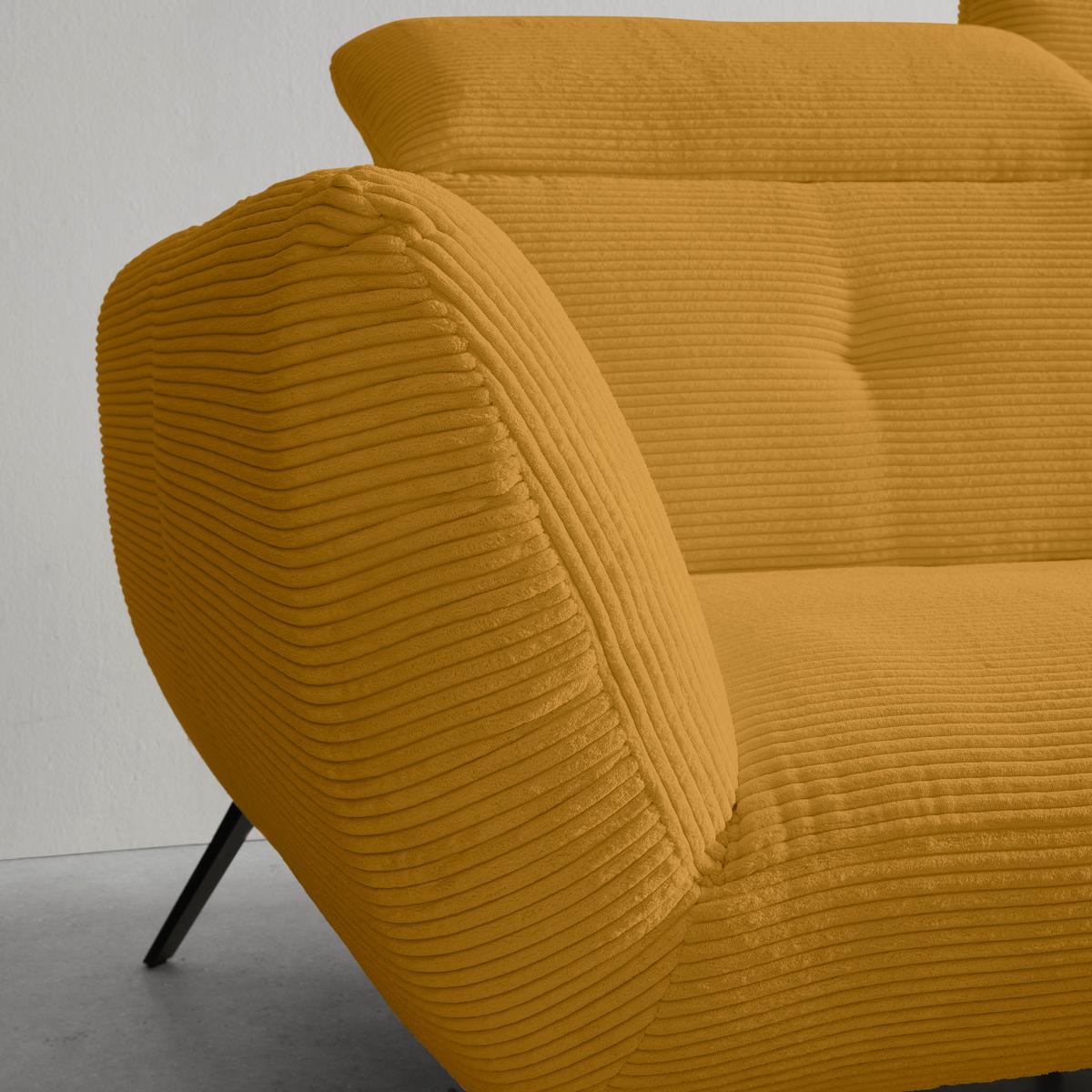 Wohnlandschaft Seattle Senfgelb - Senfgelb/Schwarz, MODERN, Holzwerkstoff/Textil (301/87-107/196cm) - Premium Living