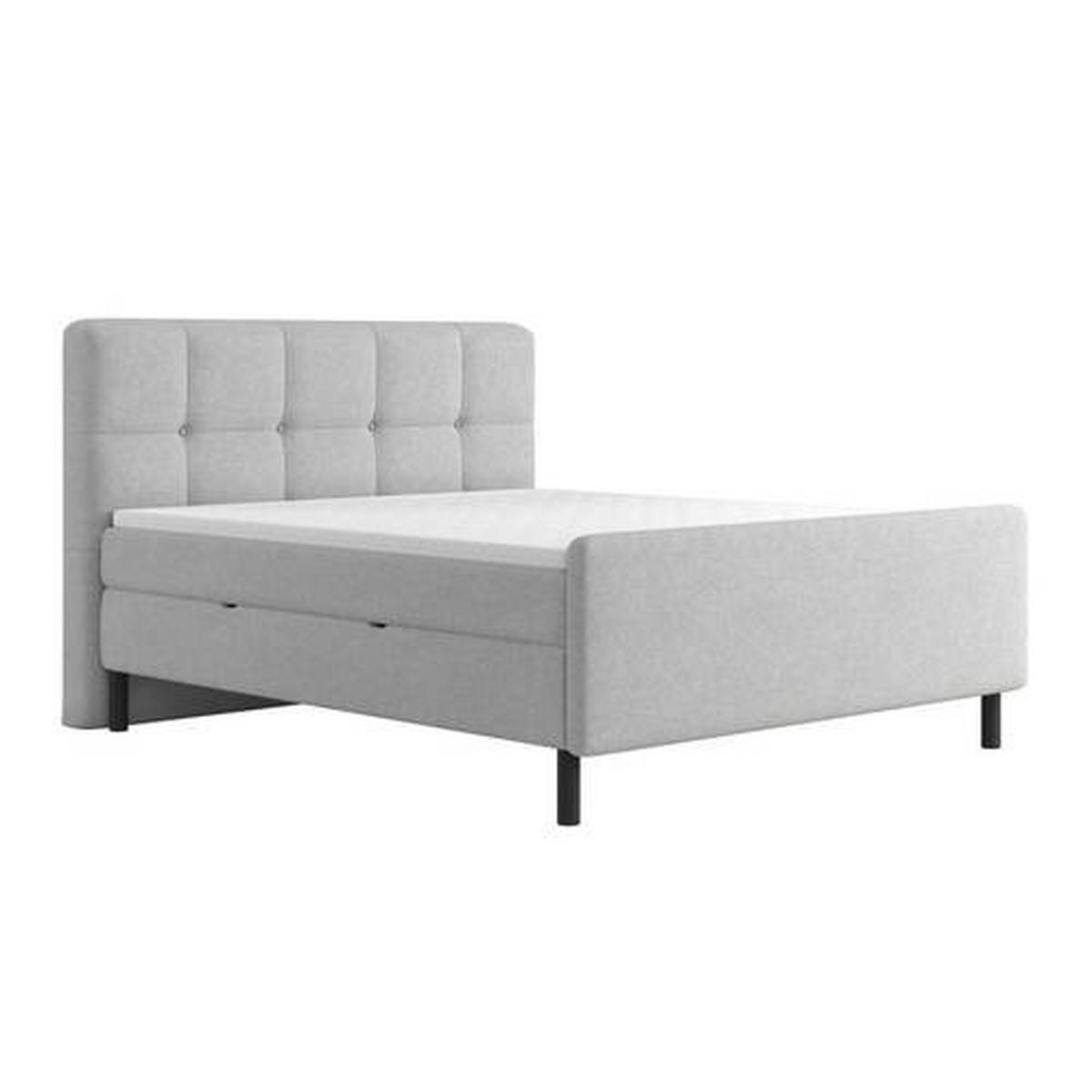 Boxbett Marbella ca. 180x200 Hellgrau mit Topper - Hellgrau/Schwarz, Modern, Holz/Holzwerkstoff (180/200cm) - Bessagi Home