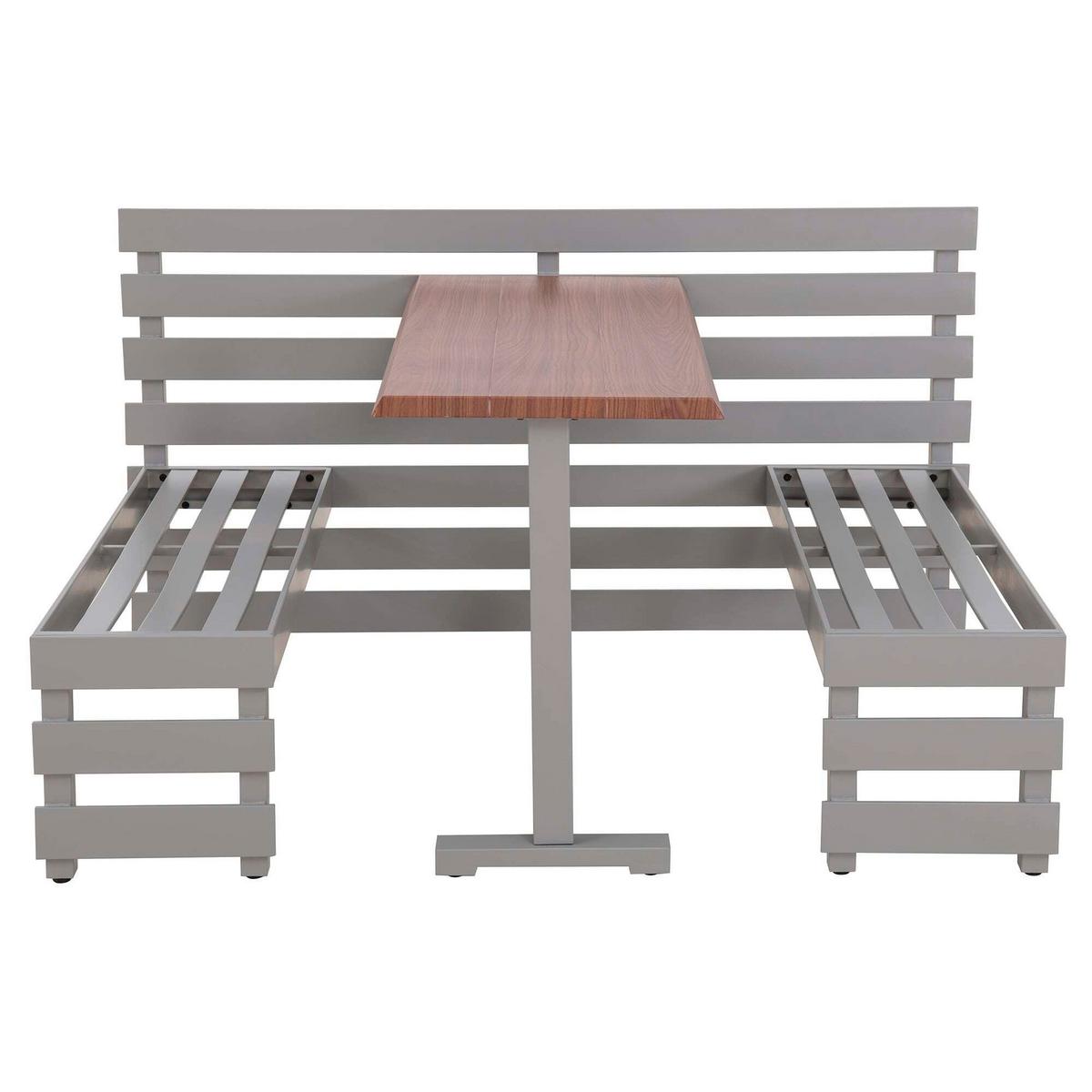 Gartenset Lagos Grau/Beige, 4-teilig - Hellbraun/Beige, Basics, Textil/Metall (126/86/157cm) - Modante