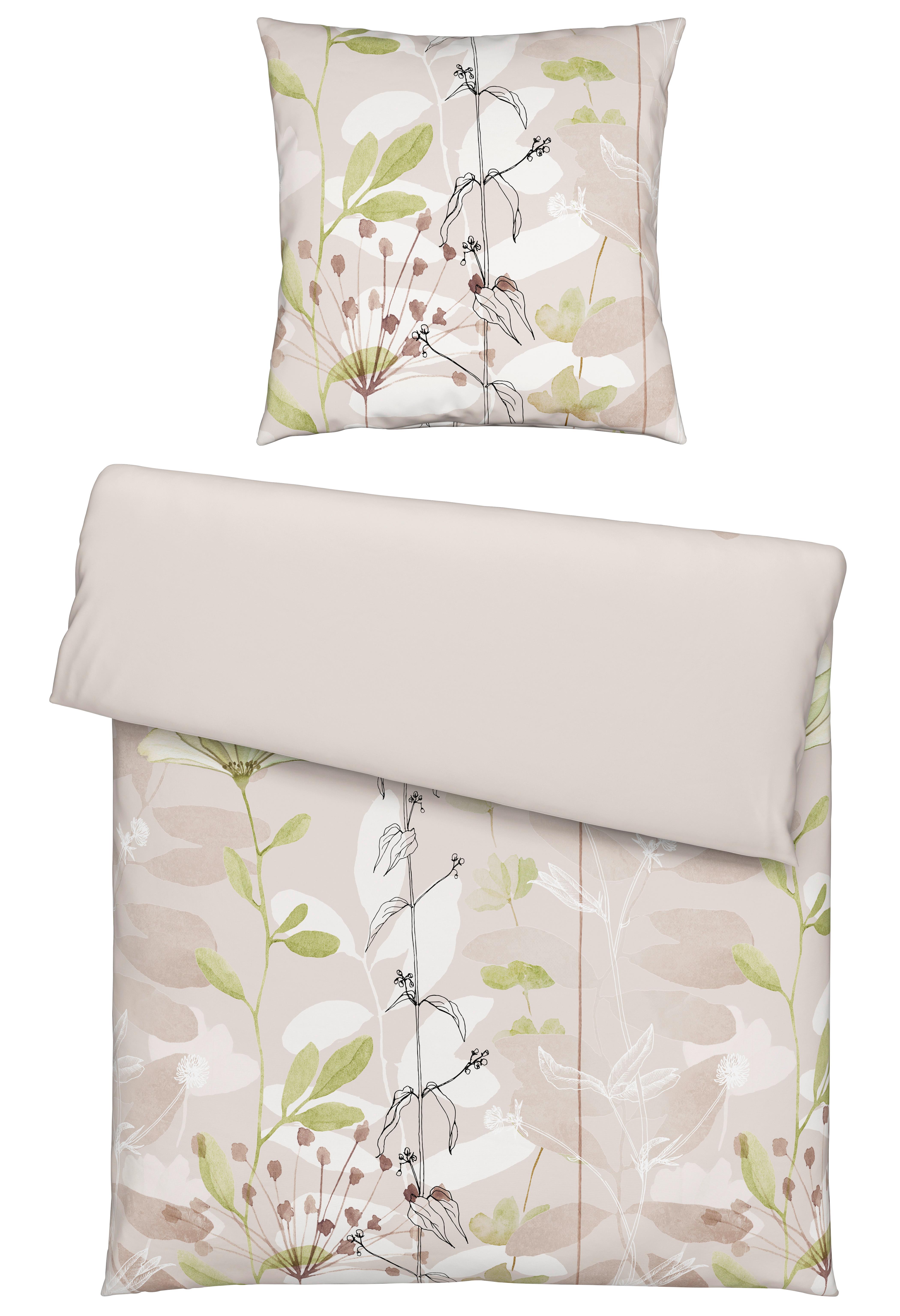 Bettwäsche Loala XL Grün/Beige ca. 155x220cm - Beige/Grün, ROMANTIK / LANDHAUS, Textil (155/220cm) - Mömax