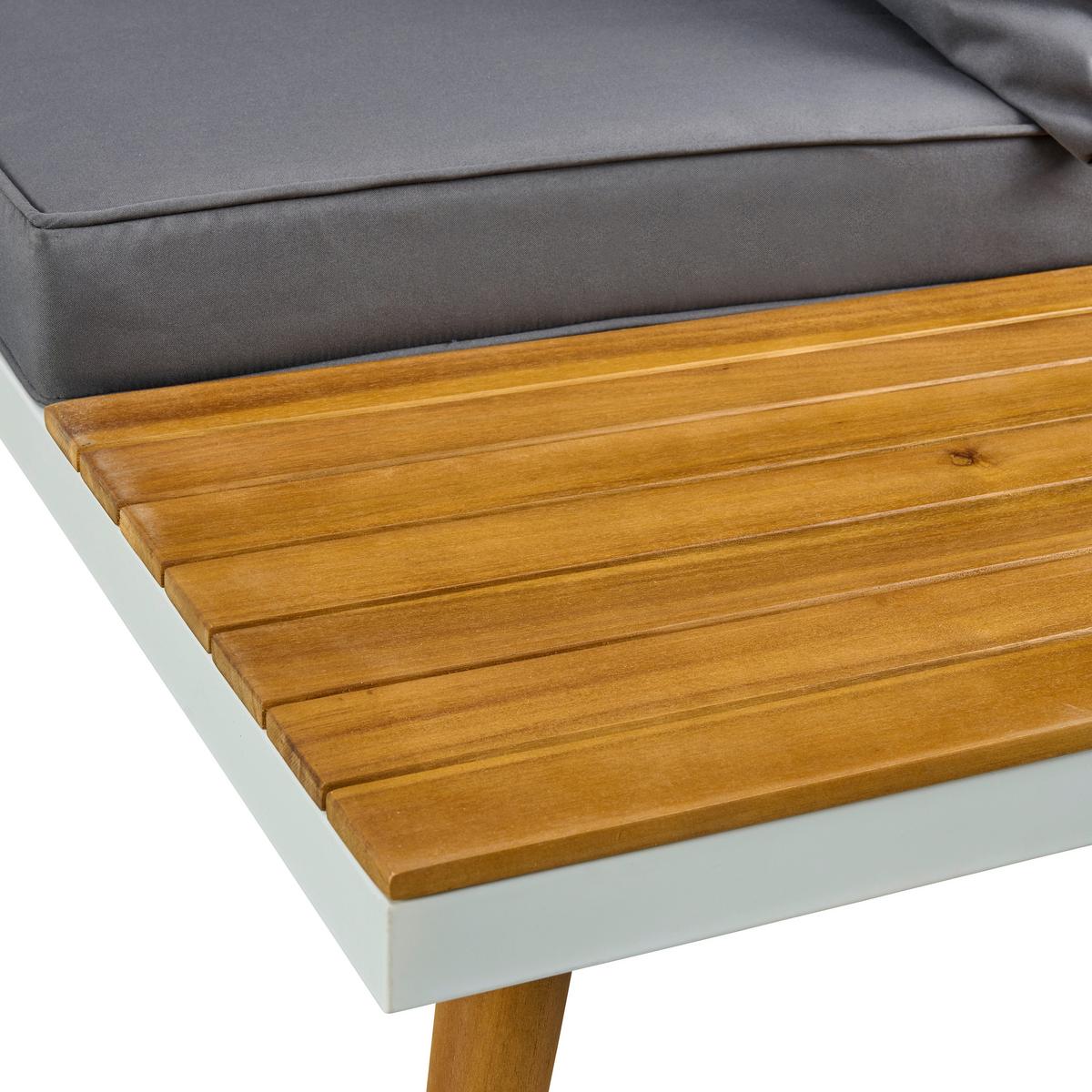 Lounge Garnitura Madeira, Bela, Siva, Les Akacije - temno siva/bela, Moderno, kovina/tekstil (90/30/70cm) - Beldano