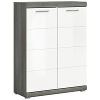 Dulap pentru pantofi SCOUT - gri închis/alb lucios intens, Design, material pe bază de lemn (90/120/37cm) - Modern Living