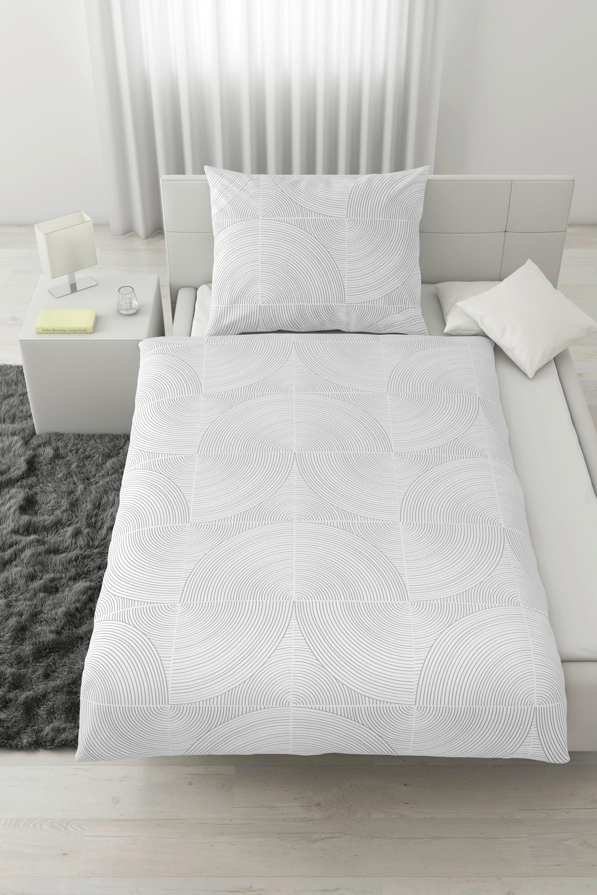 BETTWÄSCHESET CIRCLES - Hellgrau, Modern, Textil (160/210cm) - Modern Living