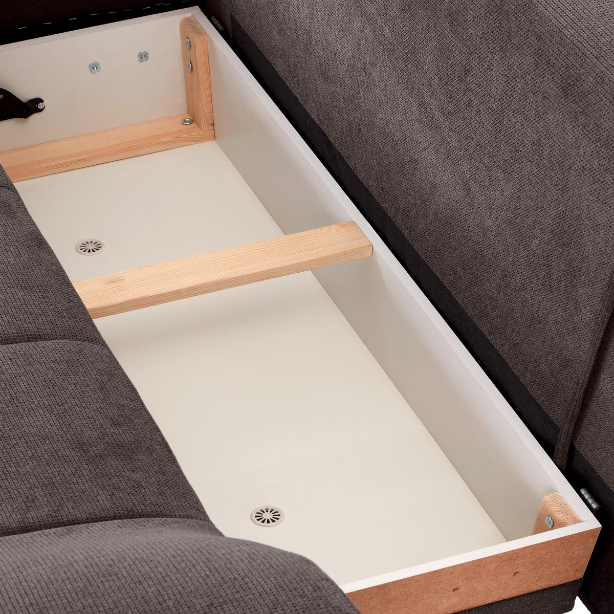 Kutna Garnitura Mendoza - sivo-smeđa/crna, Design, tekstil/drvo (197/309cm) - Modern Living