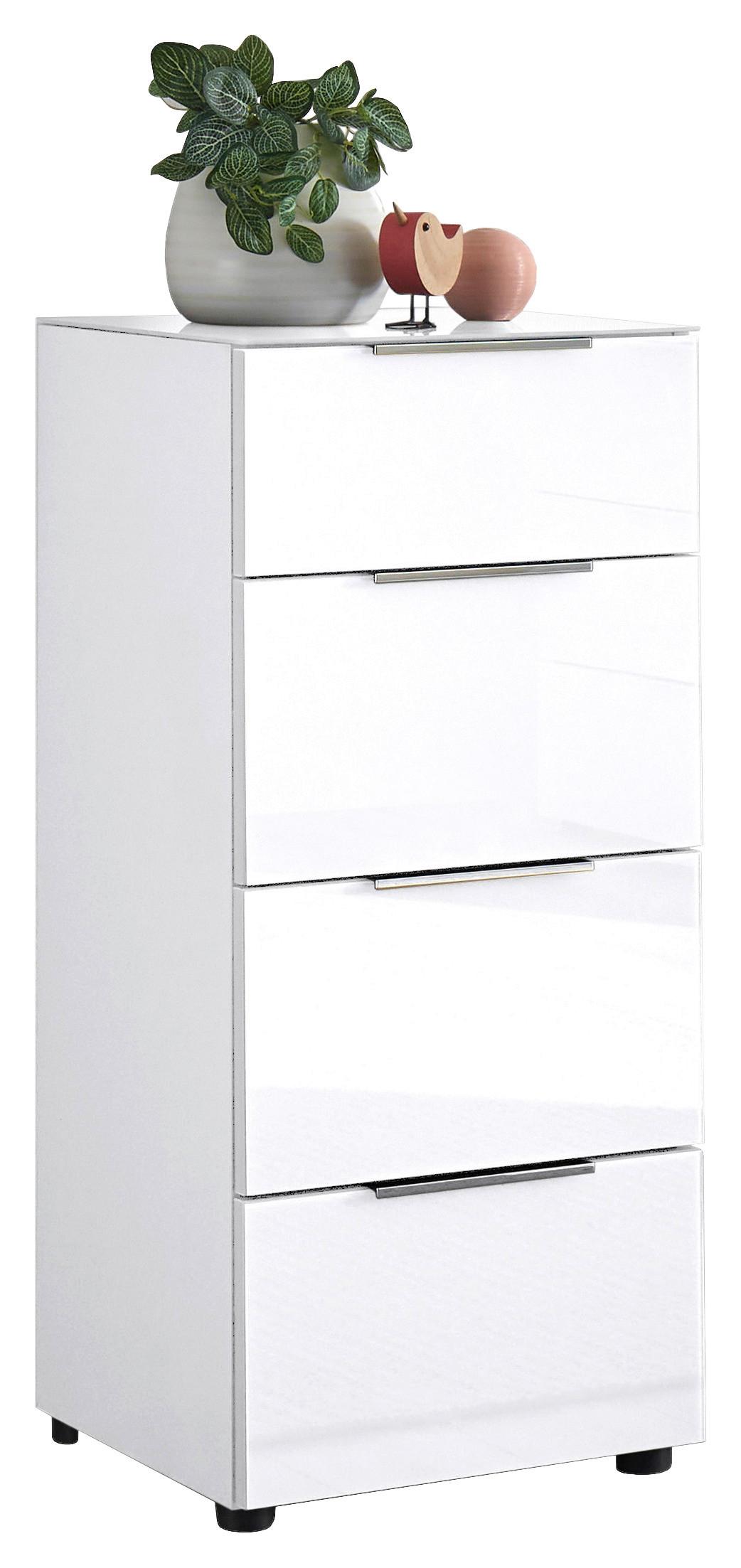 Kommode Siena Weiß - Chromfarben/Schwarz, MODERN, Glas/Holzwerkstoff (45/99/40cm) - Mömax