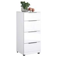 Kommode Siena Weiß - Chromfarben/Schwarz, MODERN, Glas/Holzwerkstoff (45/99/40cm) - Mömax