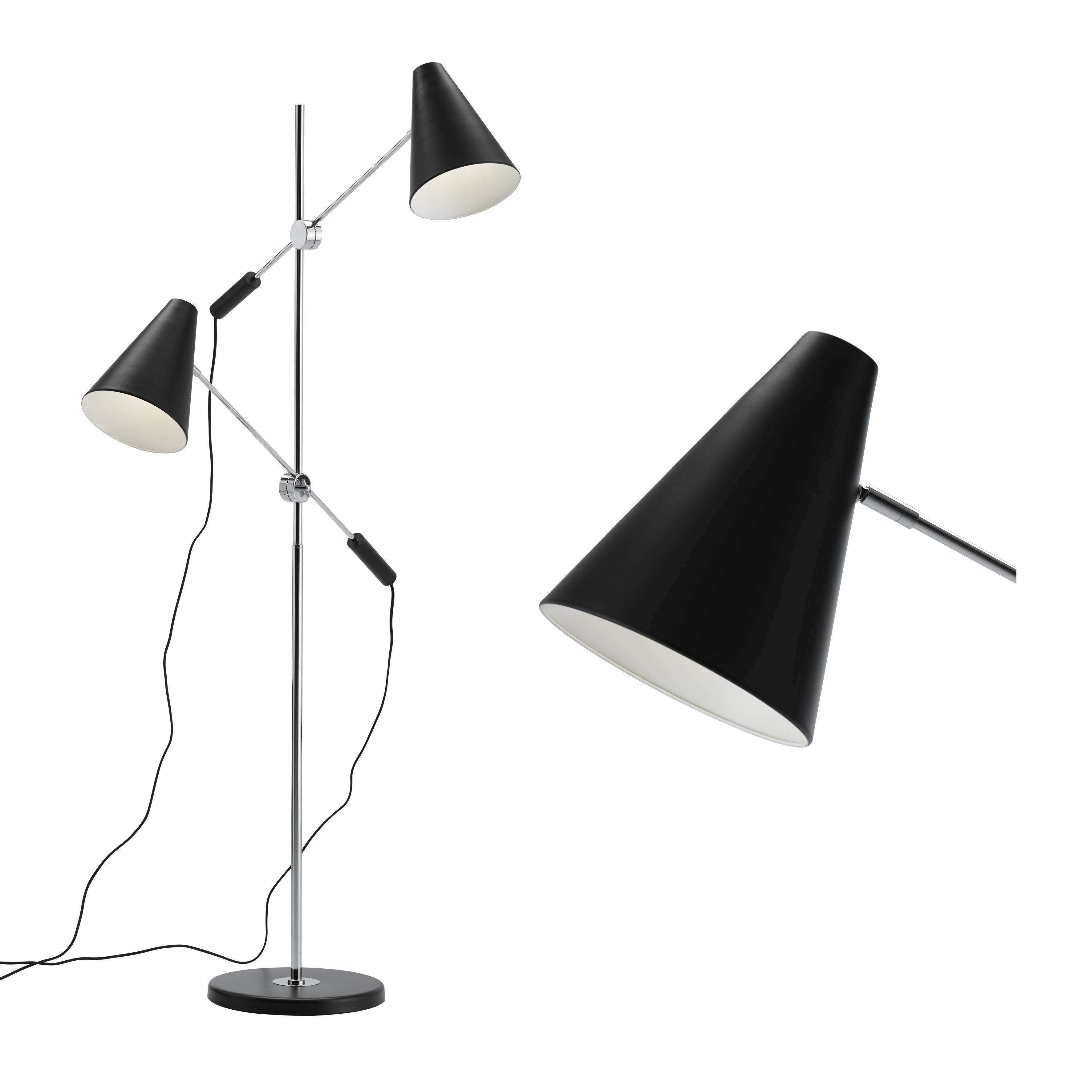 STEHLEUCHTE max. 40 Watt 'Megan' - Chromfarben/Schwarz, MODERN, Metall (85/30/151cm) - Bessagi Home