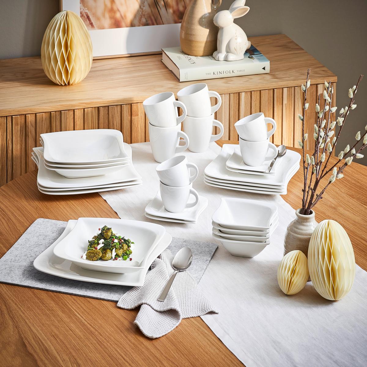 SERWIS OBIADOWO-ŚNIADANIOWY LA MUSICA - biały, Konventionell, ceramika - Novel