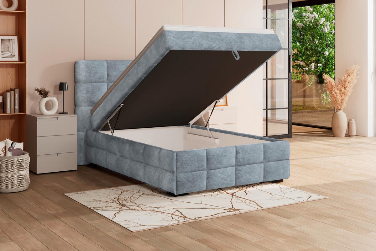 PAT BOX VEGA - albastru deschis/verde, Trend, lemn/textil (140/200cm) - Modern Living