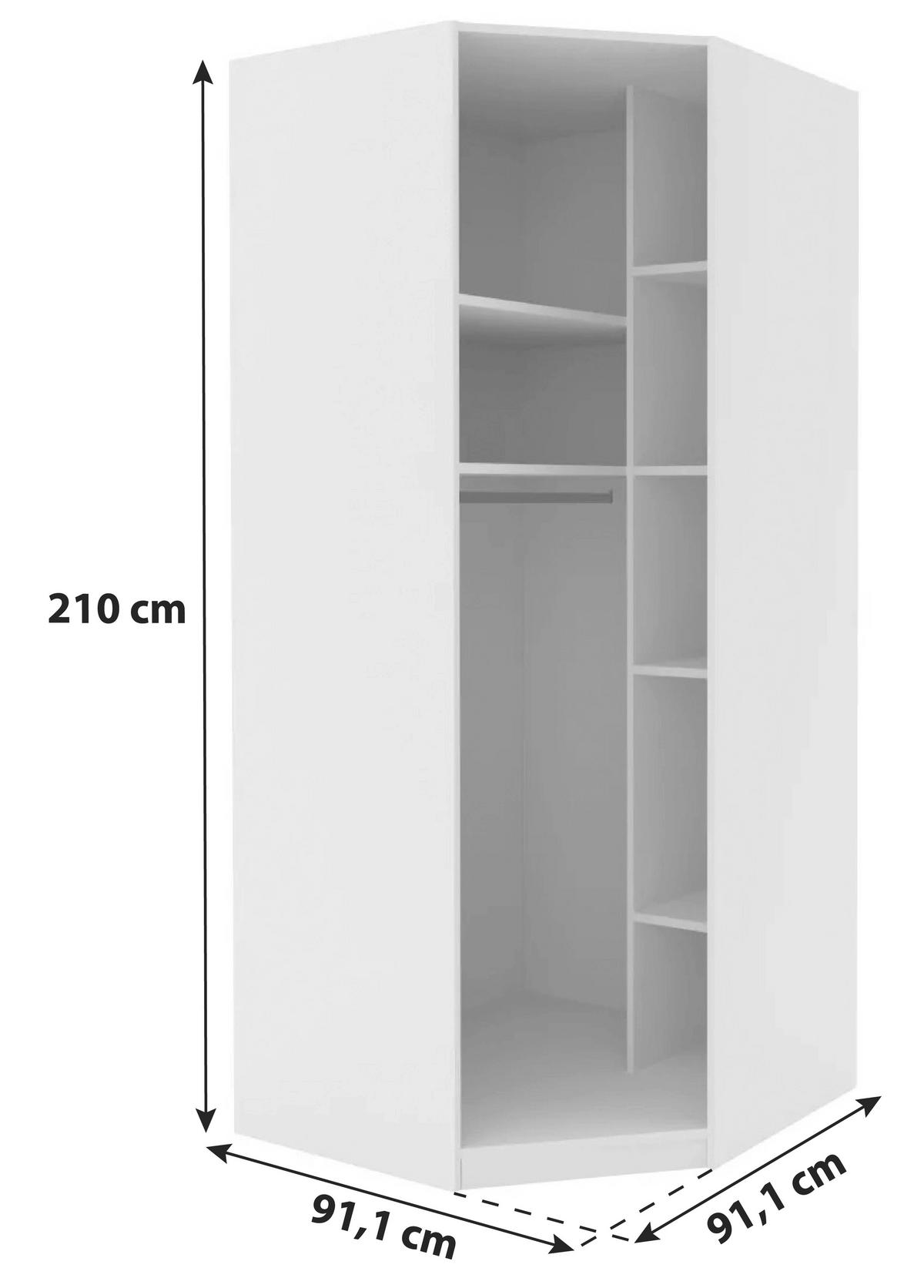 Corp dulap pe colț Unit - alb, Modern, material pe bază de lemn (91,1/210/91,1cm) - Ondega