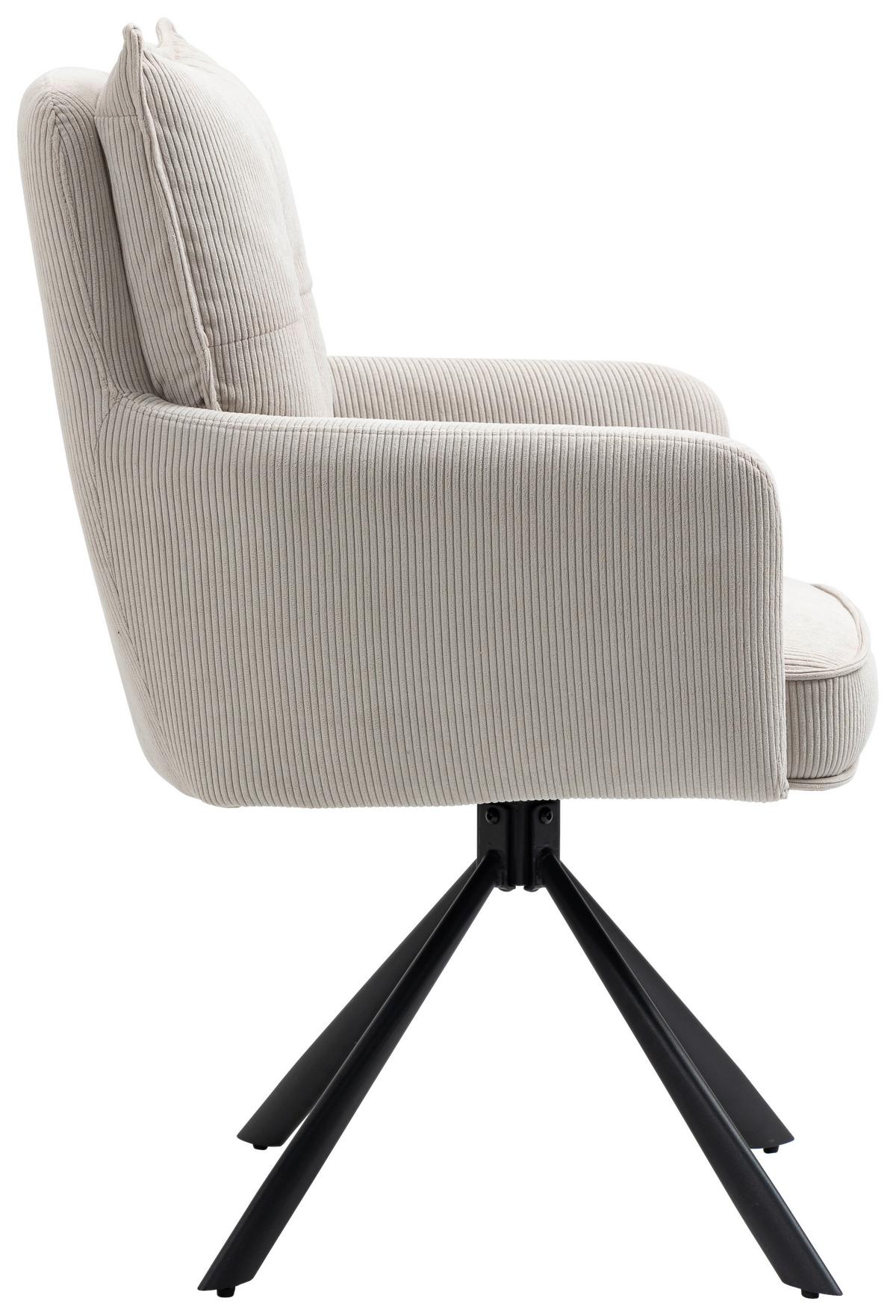 KRZESŁO Z PODŁOKIETNIKAMI POINT - beżowy, Design, metal/tkanina (60/95/67cm) - Novel