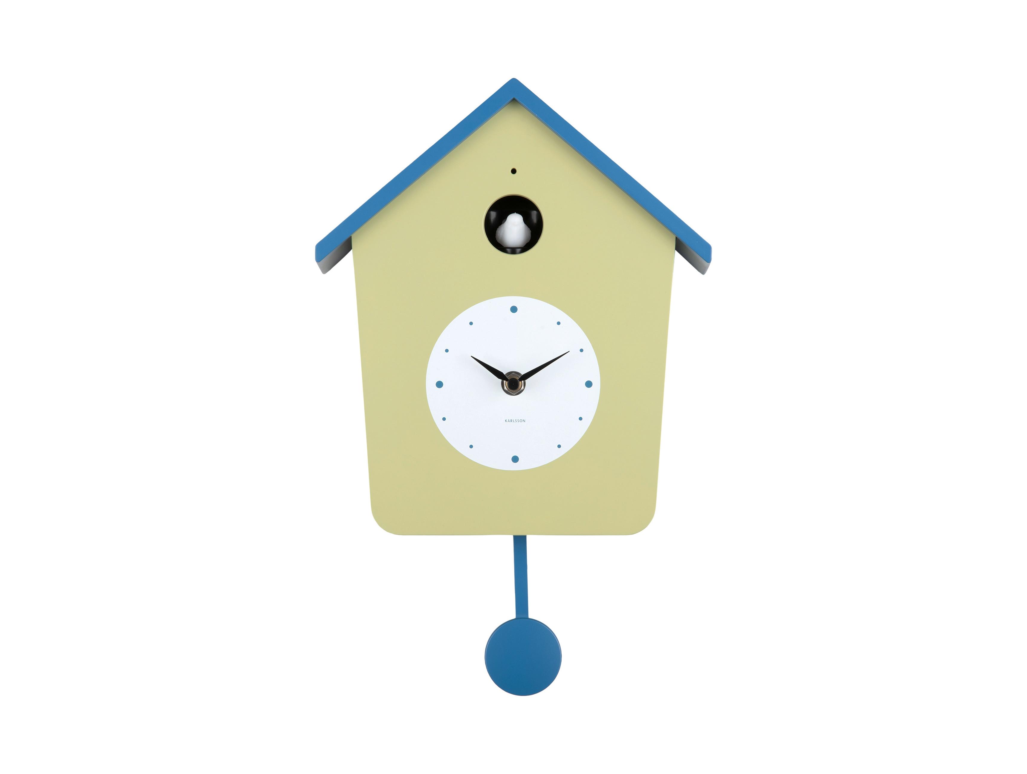 ZEGAR ŚCIENNY CUCKOO LIGHT - jasnożółty/pastelowy błękit, Basics, tworzywo sztuczne (23/10.5/26cm) - Karlsson