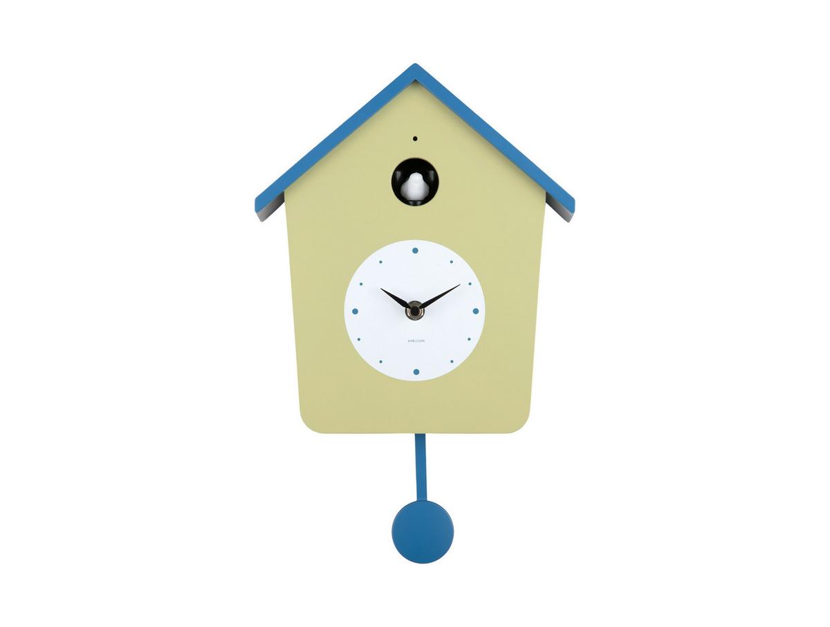ZEGAR ŚCIENNY CUCKOO LIGHT - jasnożółty/pastelowy błękit, Basics, tworzywo sztuczne (23/10.5/26cm) - Karlsson