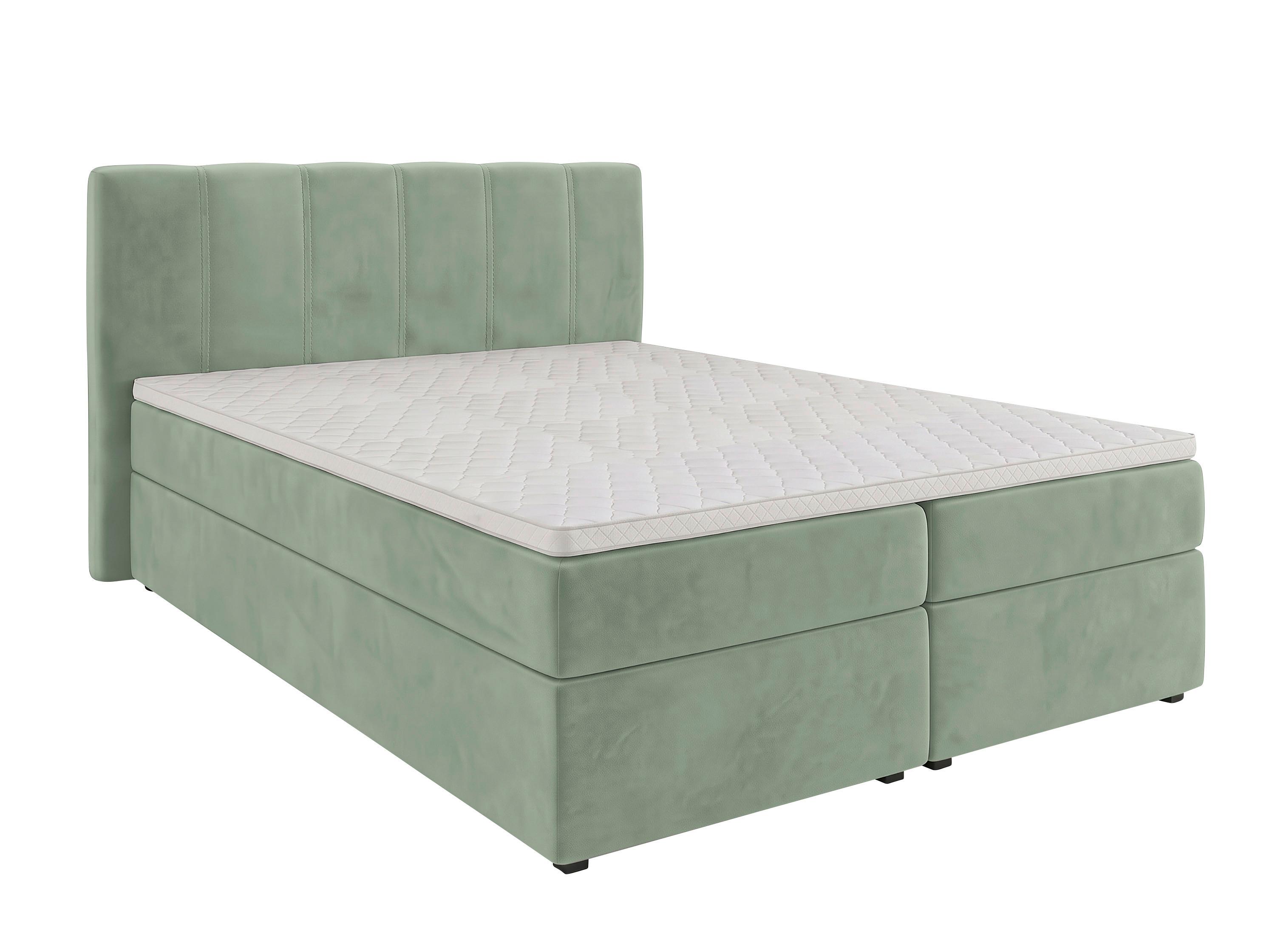 Boxbett Dana Salbeigrün ca. 140x200cm - Salbeigrün/Schwarz, Kunststoff/Textil (140/200cm) - Based