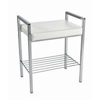 STOŁEK KĄPIELOWY VIOLETTA - biały/kolor chromowy, Basics, metal/tkanina (50/60/36cm)