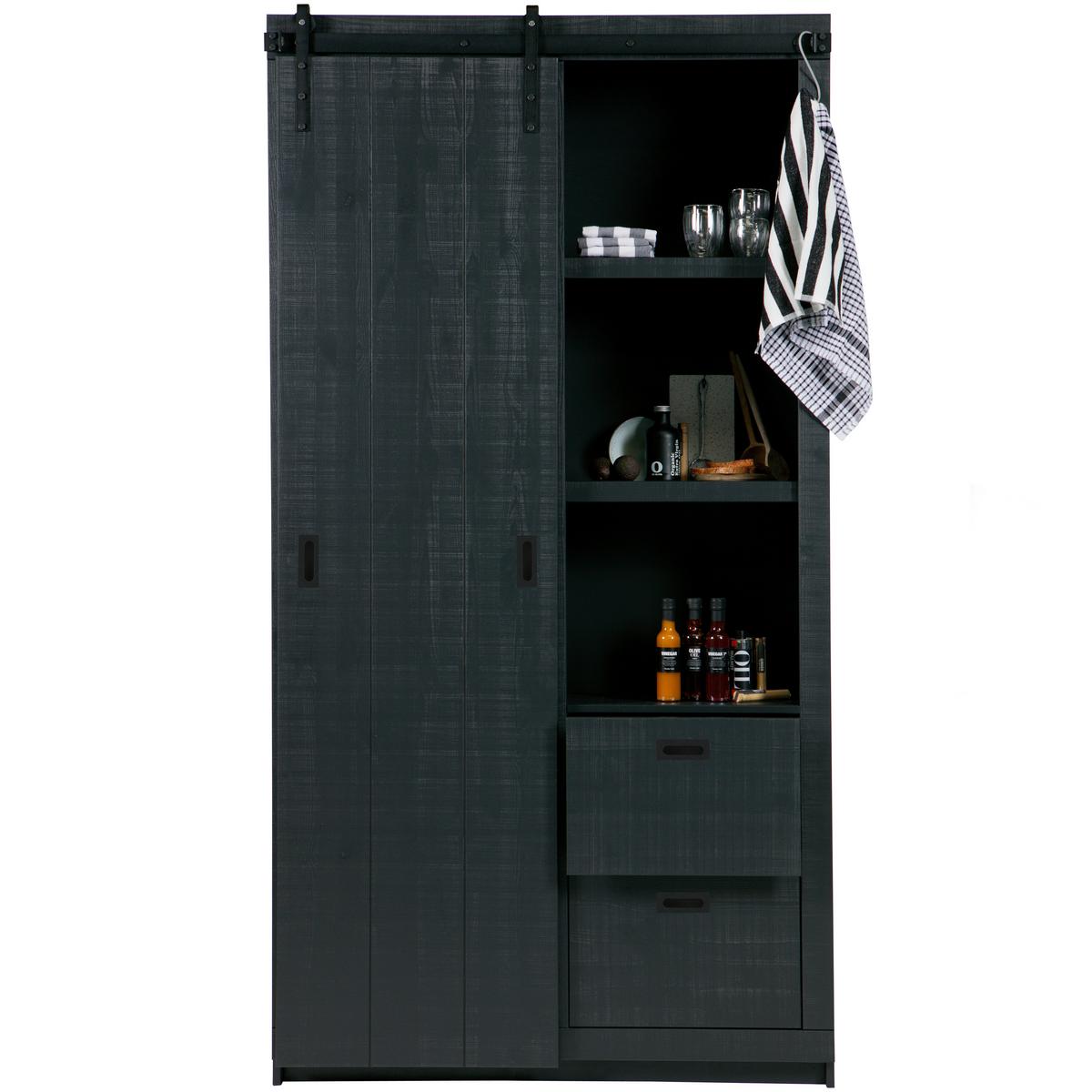 Mehrzweckschrank Slide Barn Schwarz - Schwarz, Design, Holz/Metall (122/230/37cm) - Livetastic