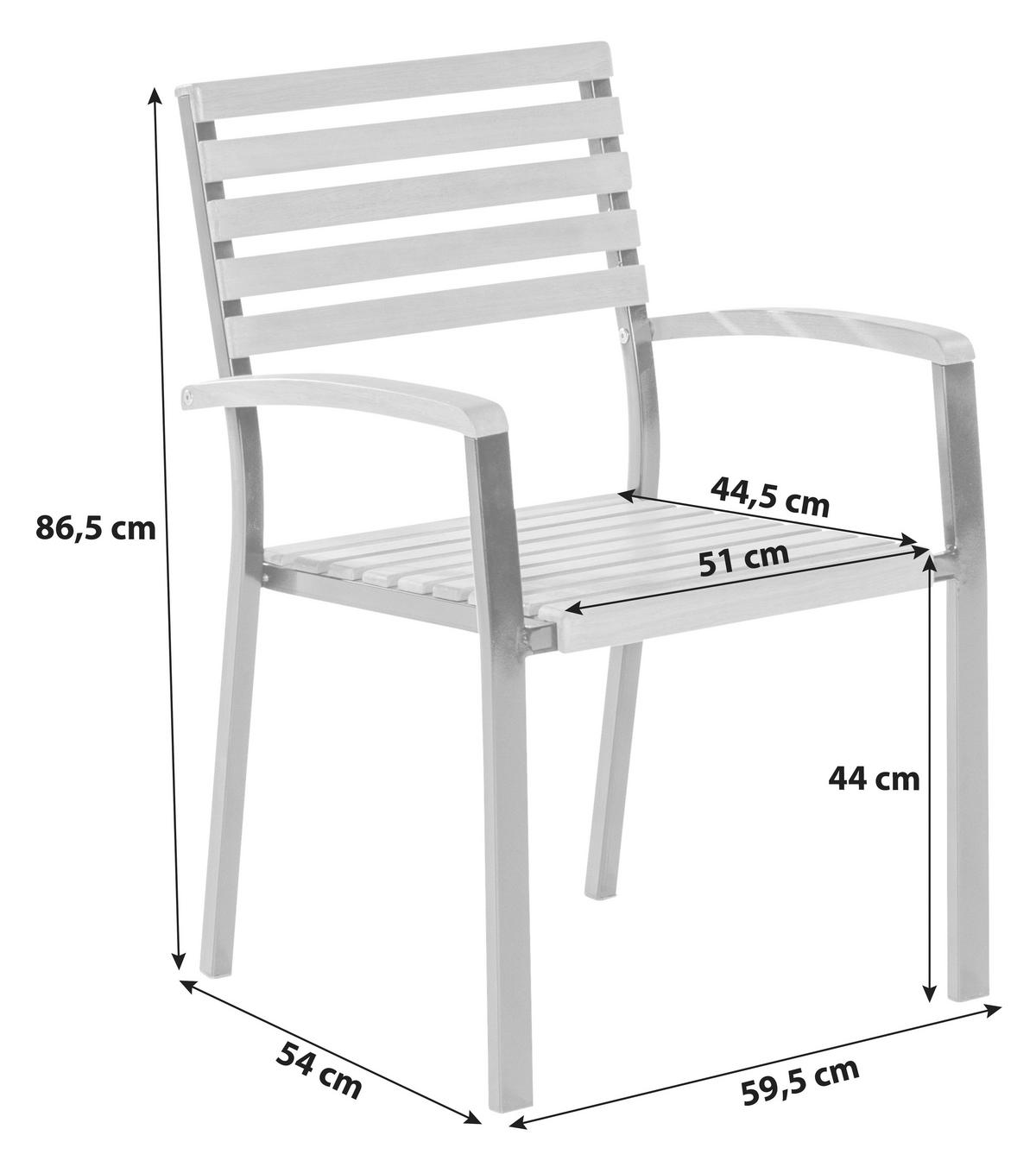 Gartensessel Schlossgarten Naturfarben Holz/Metall - Graphitfarben/Naturfarben, KONVENTIONELL, Holz/Metall (59,5/86,5/54cm) - Gardenson