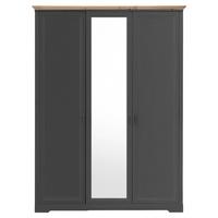 Dulap cu uși rotative Jasmin - grafit/stejar Artisan, Lifestyle, material pe bază de lemn (164/220/64cm)