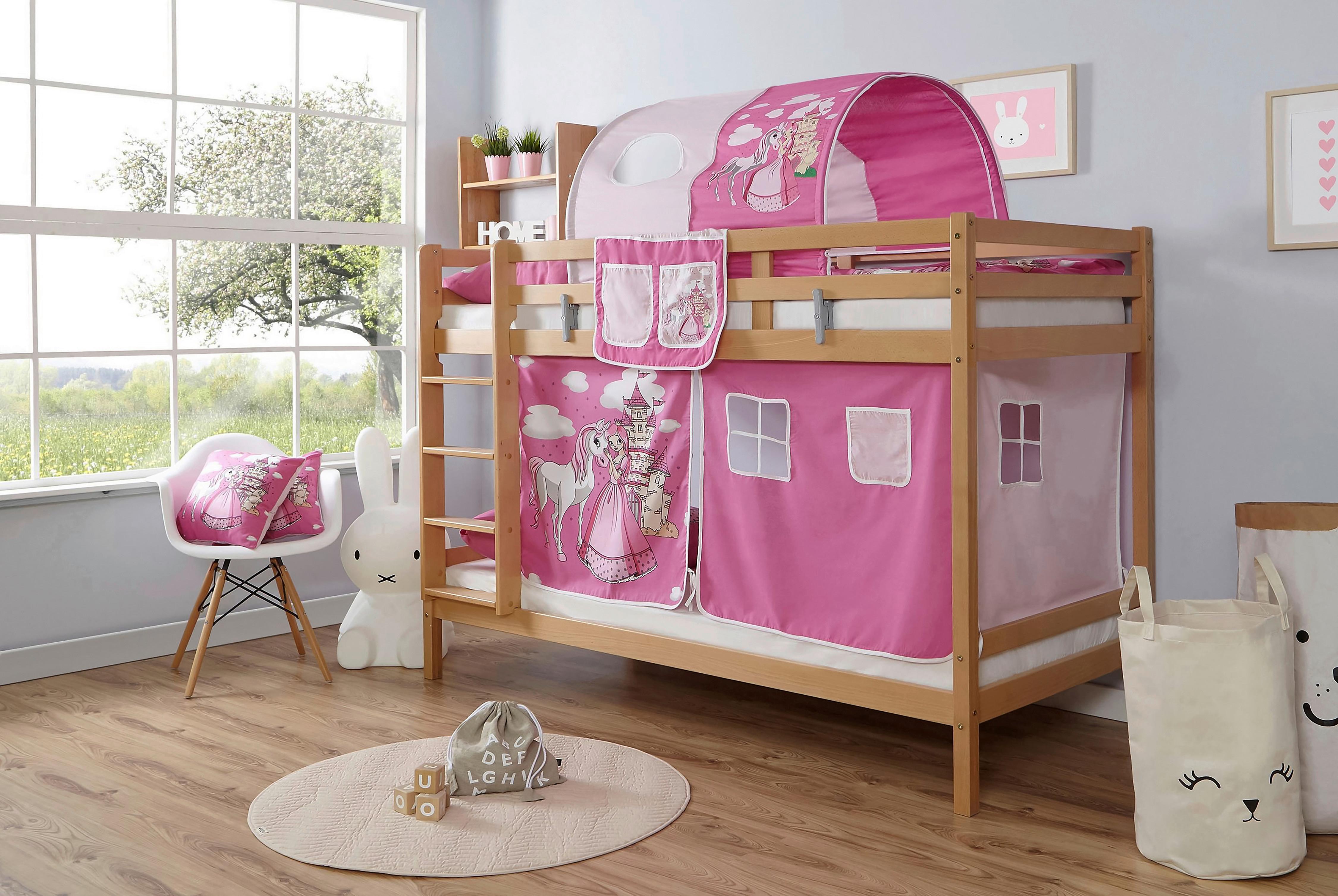Pograd Rene, 90x200, Bukev, Masivno - pink/bela, Moderno, tekstil/les (90/200cm) - MID.YOU