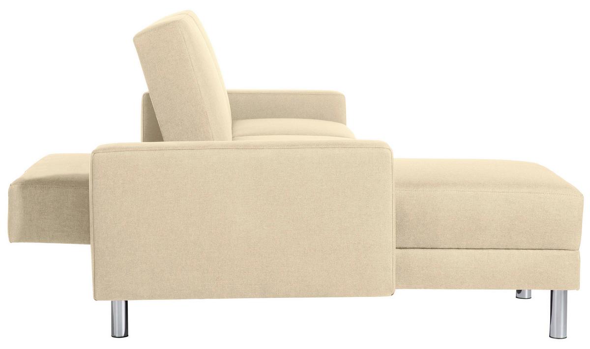 ECKSCHLAFSOFA JUST FASHION - Chromfarben/Beige, KONVENTIONELL, Textil/Metall (152/230cm) - Max Winzer